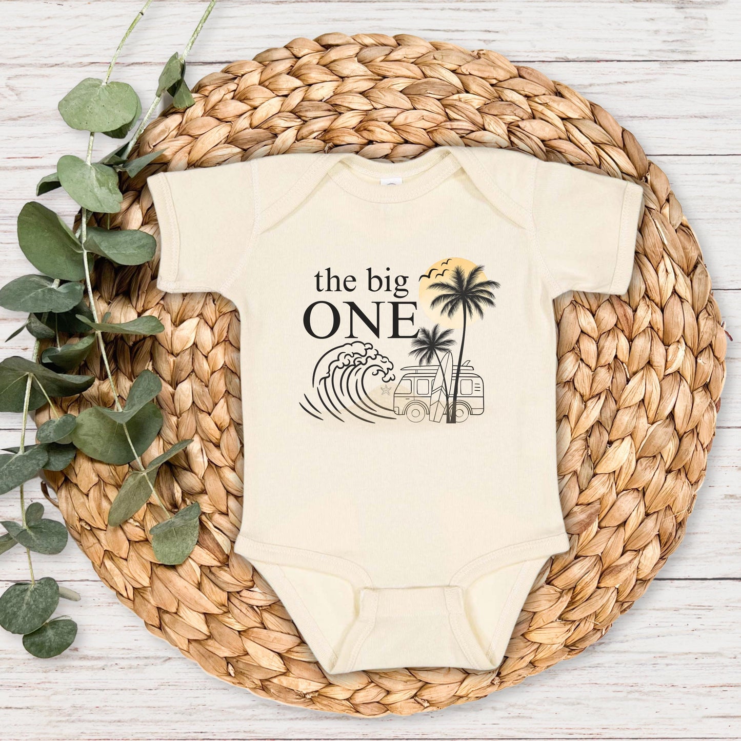 The Big One First Birthday Shirt | Surf 1st Birthday Outfit | Boy Girl Van Surfboard Beach Party | Ocean Wave Surfer Tee