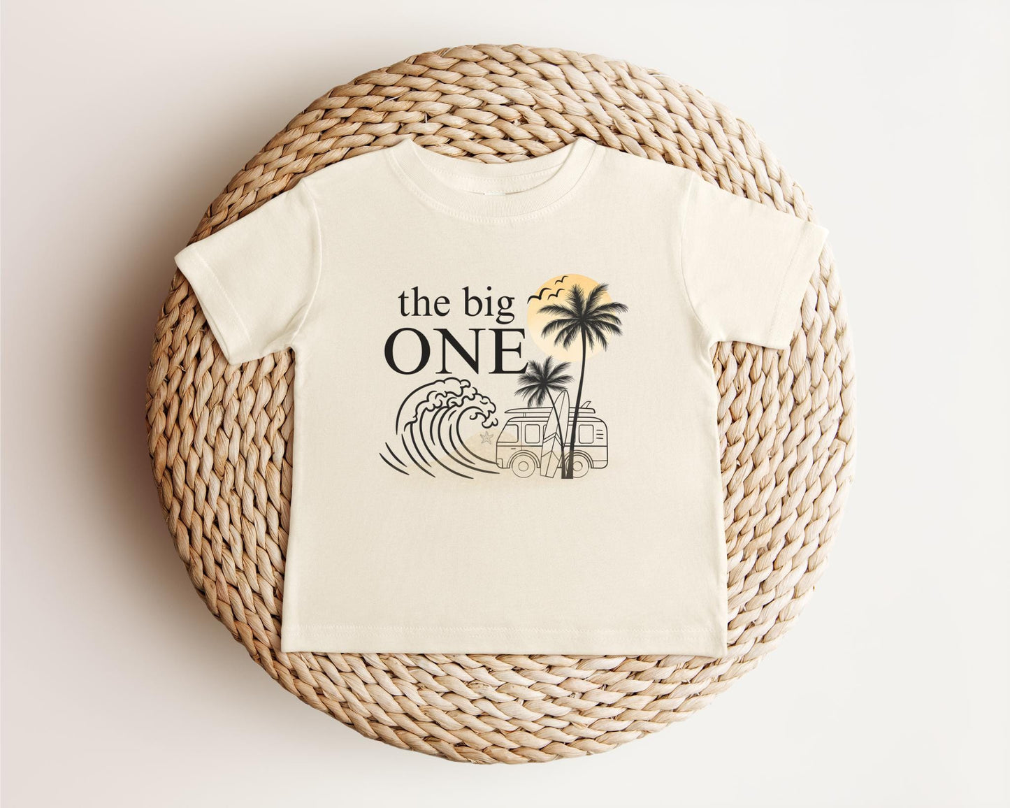 The Big One First Birthday Shirt | Surf 1st Birthday Outfit | Boy Girl Van Surfboard Beach Party | Ocean Wave Surfer Tee