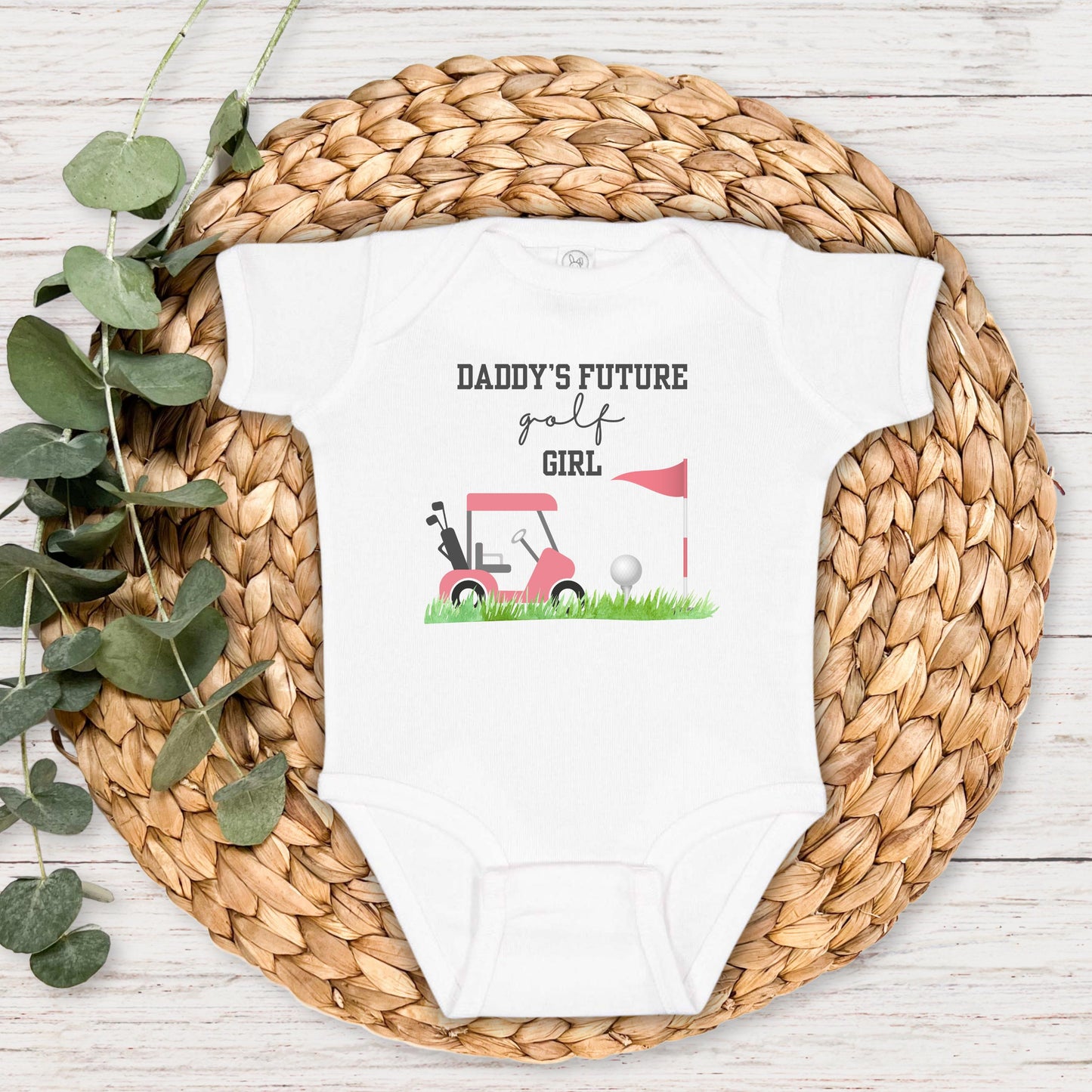 Daddy's Future Golf Girl | Personalized Sports Outfit | Newborn Baby Shower Gift | Pregnancy Announcement to Husband | New Dad
