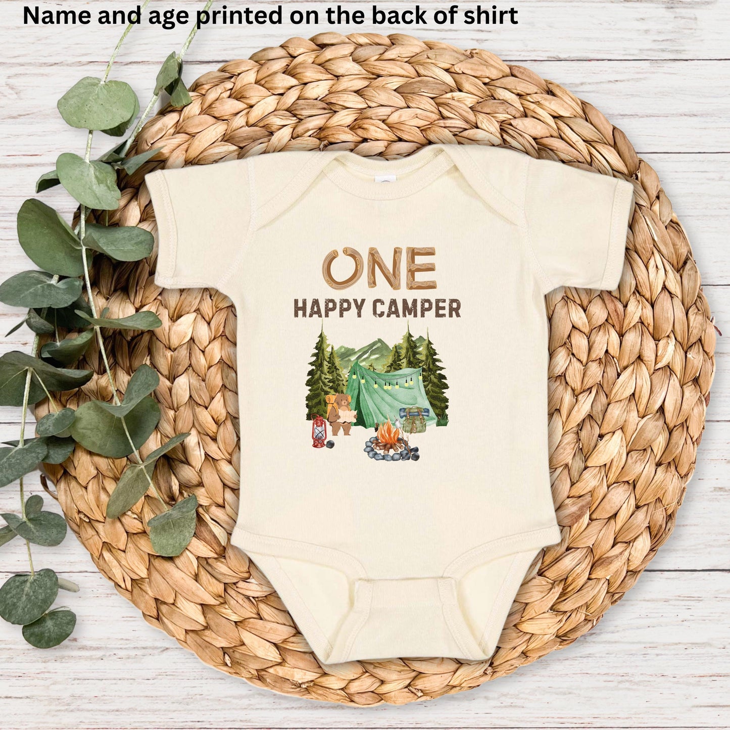 Personalized One Happy Camper First Birthday Shirt | Camping 1st Birthday Outfit | Camping Theme Party | Custom Happy Camper Birthday