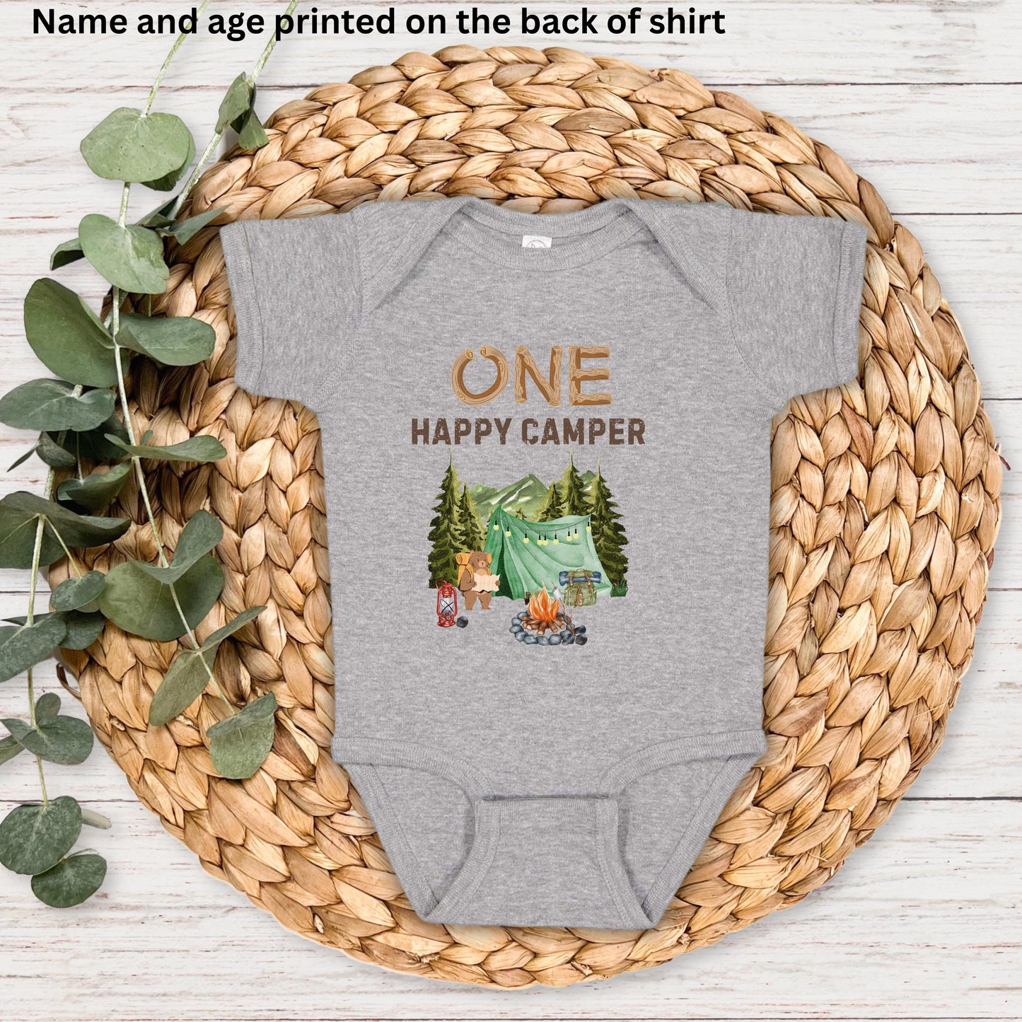 Personalized One Happy Camper First Birthday Shirt | Camping 1st Birthday Outfit | Camping Theme Party | Custom Happy Camper Birthday