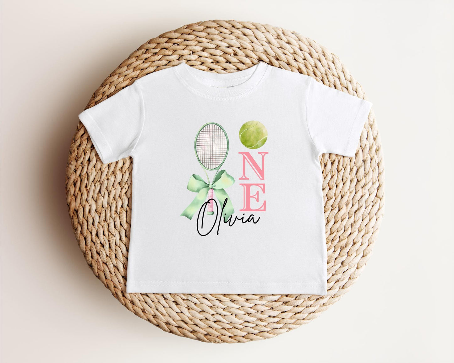 Personalized Coquette Tennis Themed 1st Birthday Shirt | Girls First Birthday Shirt | Tennis Birthday Party Outfit | Kids Tennis Tee