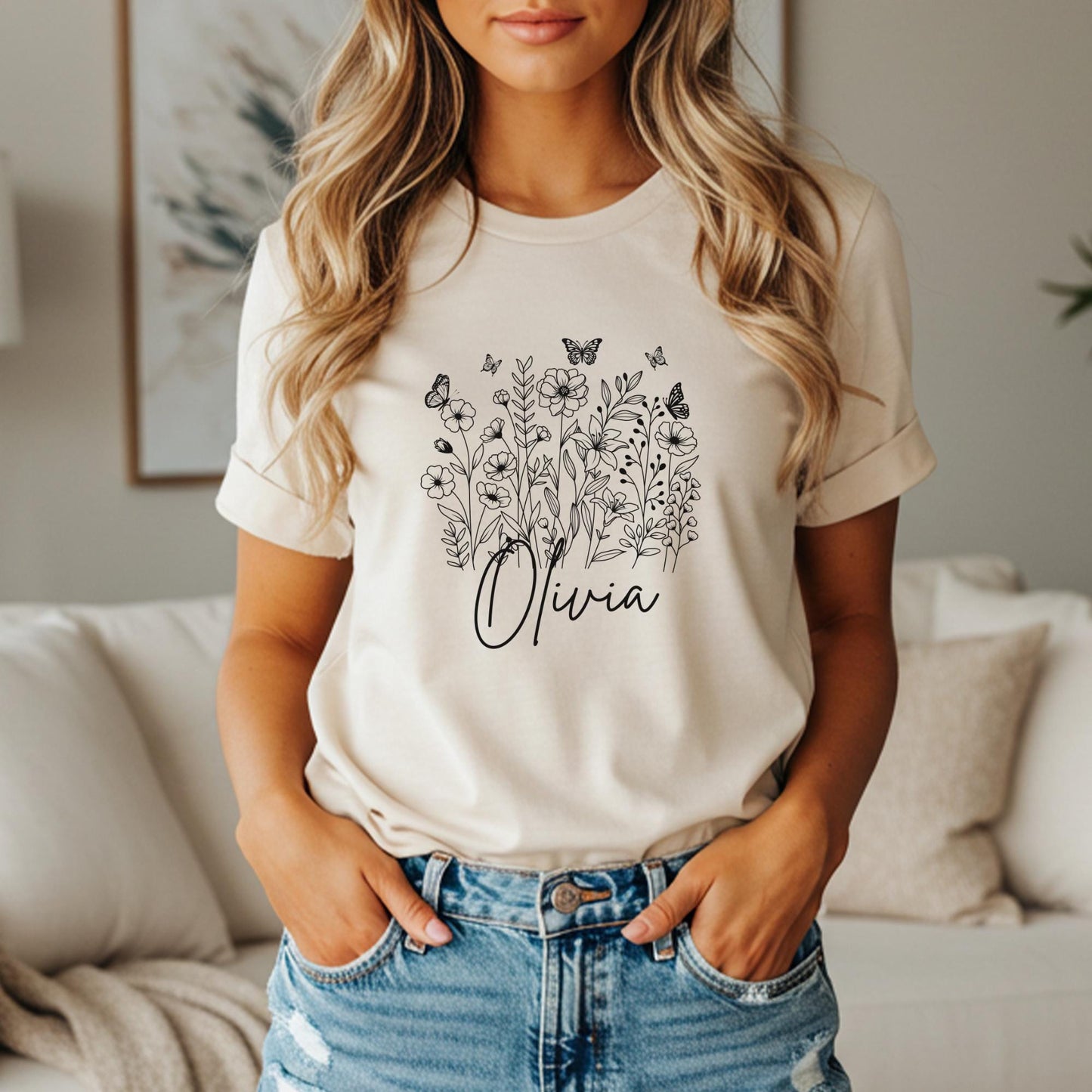 Personalized Kids And Adult Floral Shirt | Boho Wildflower Tee for Spring and Summer