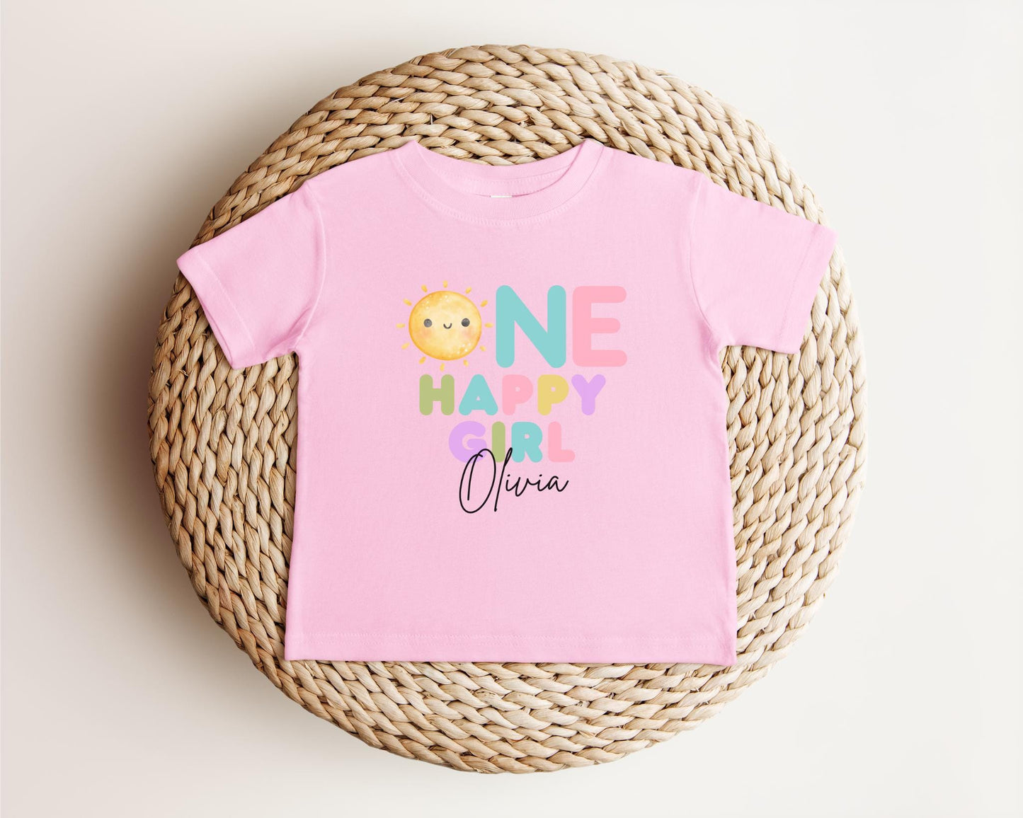 Personalized One Happy Girl First Birthday Shirt | 1st Birthday Shirt for Girl | First Trip Around the Sun Outfit