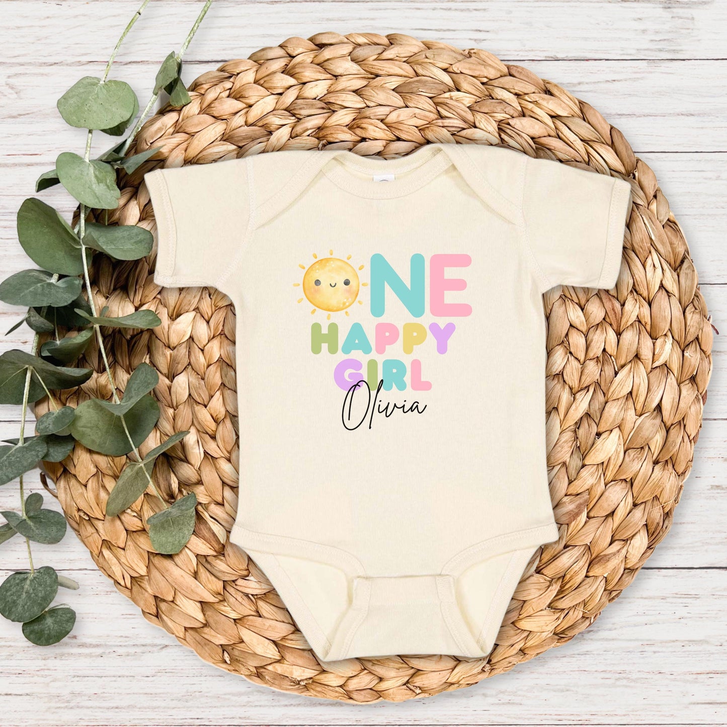 Personalized One Happy Girl First Birthday Shirt | 1st Birthday Shirt for Girl | First Trip Around the Sun Outfit
