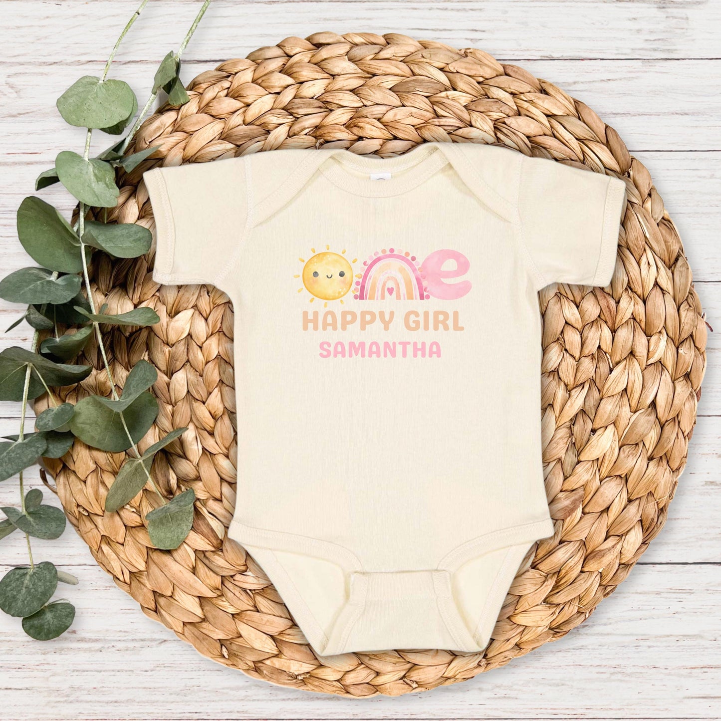 Personalized One Happy Girl First Birthday Shirt | 1st Birthday Rainbow Tee | First Trip Around the Sun Outfit