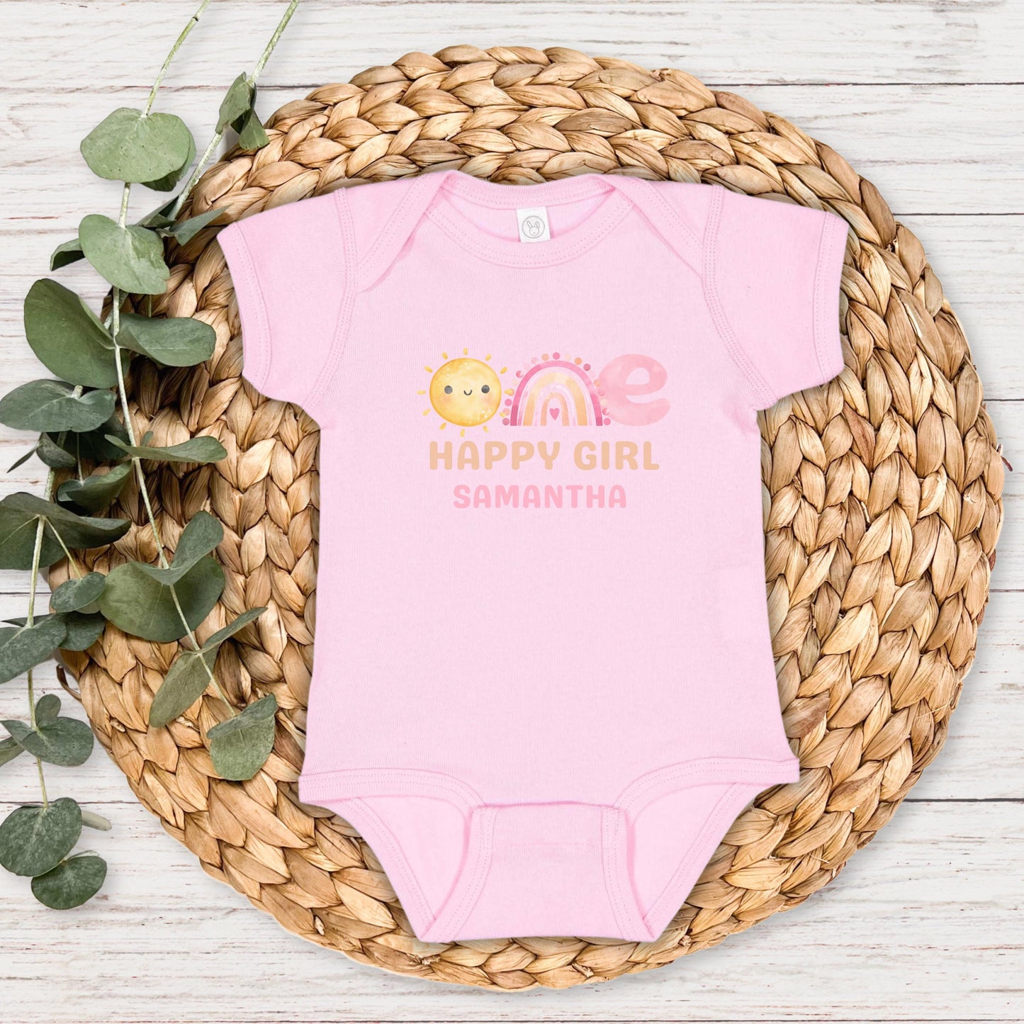 Personalized One Happy Girl First Birthday Shirt | 1st Birthday Rainbow Tee | First Trip Around the Sun Outfit