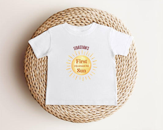 Personalized First Trip Around the Sun Birthday Shirt | Custom 1st Birthday Boy Outfit | Sunshine Birthday