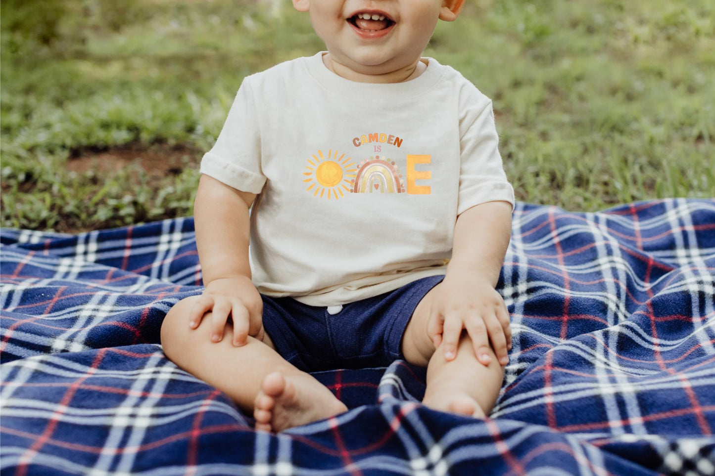 Personalized First Trip Around The Sun Birthday Shirt | Custom 1st Birthday Boho Sunshine Rainbow Outfit