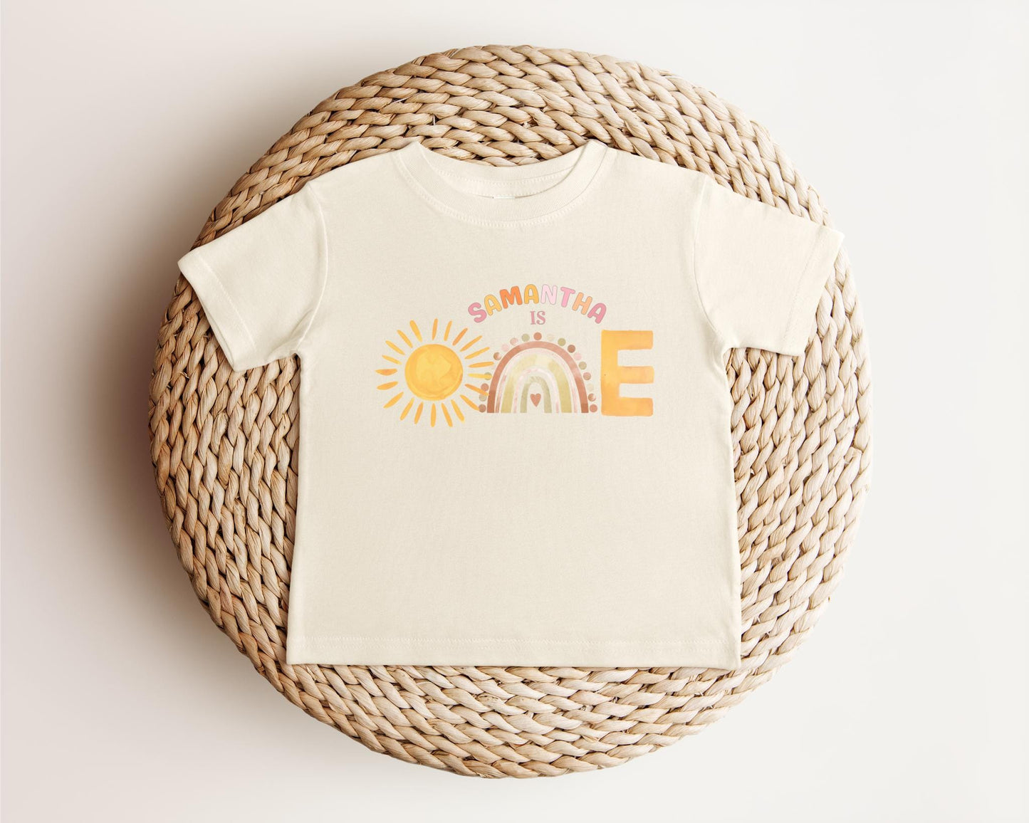 Personalized First Trip Around The Sun Birthday Shirt | Custom 1st Birthday Boho Sunshine Rainbow Outfit