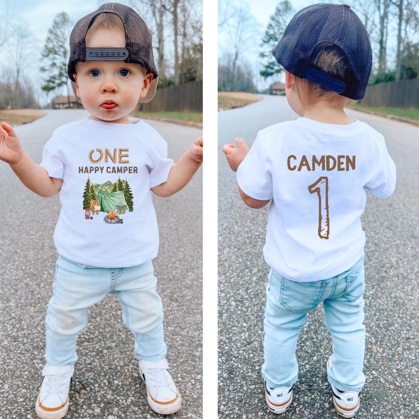 Personalized One Happy Camper First Birthday Shirt | Camping 1st Birthday Outfit | Camping Theme Party | Custom Happy Camper Birthday