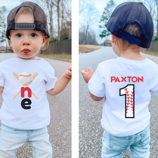 Personalized Baseball Themed First Birthday Shirt | 1st Birthday Baseball Shirt | Custom Name Baseball Outfit | Sports Birthday Party