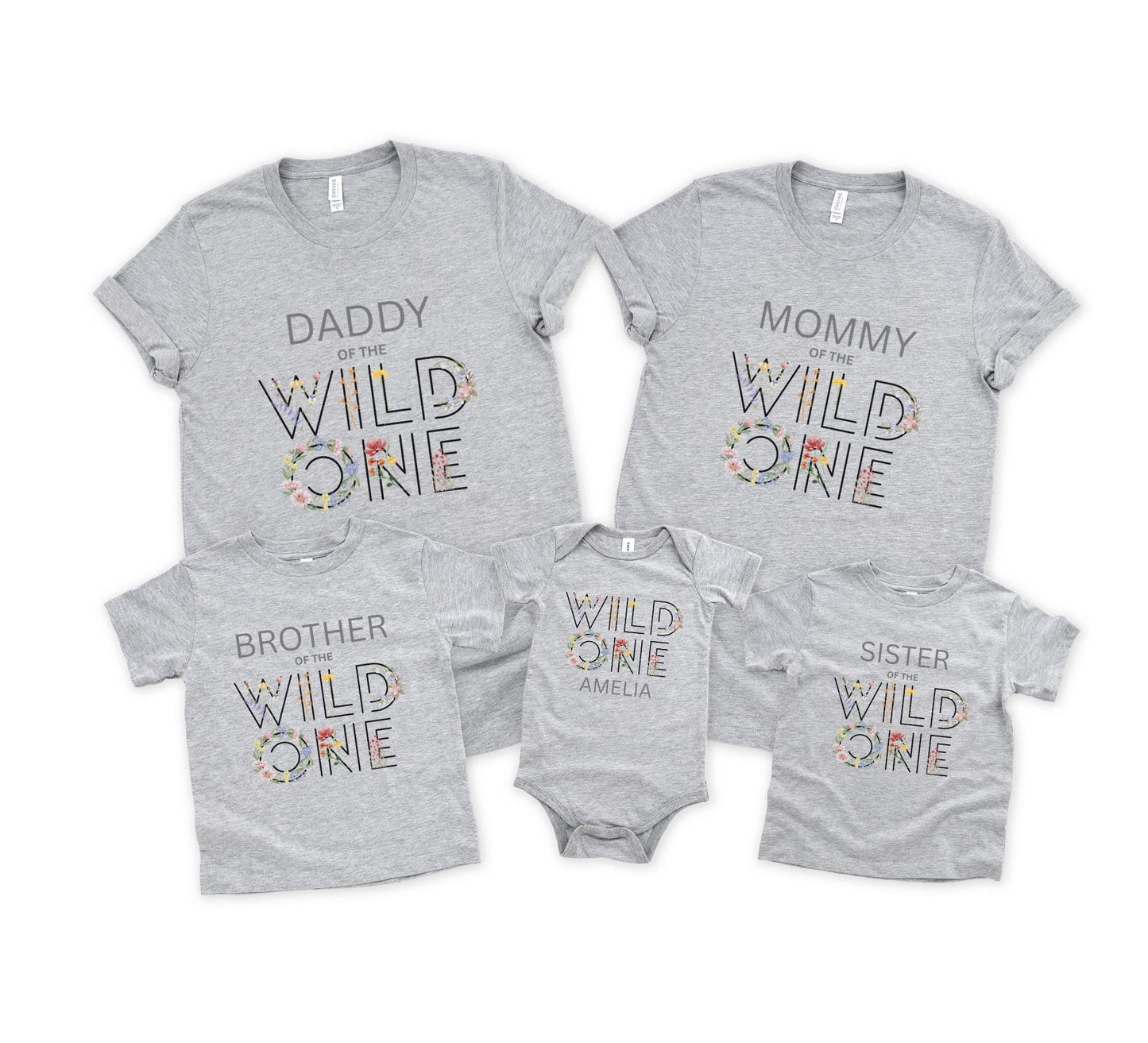Wild One Wildflower First Birthday Family Matching Shirts | Girls Floral 1st Birthday Outfit | Flower Birthdady Tee