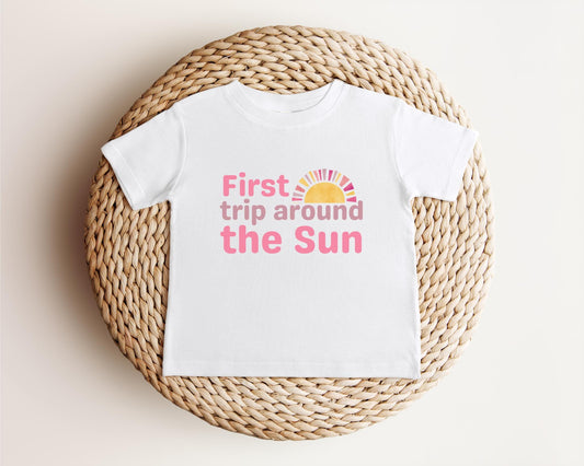 First Trip Around the Sun Frist Birthday Shirt | 1st Birthday Outfit for Girl | Boho Retro Sunshine Birthday Tee