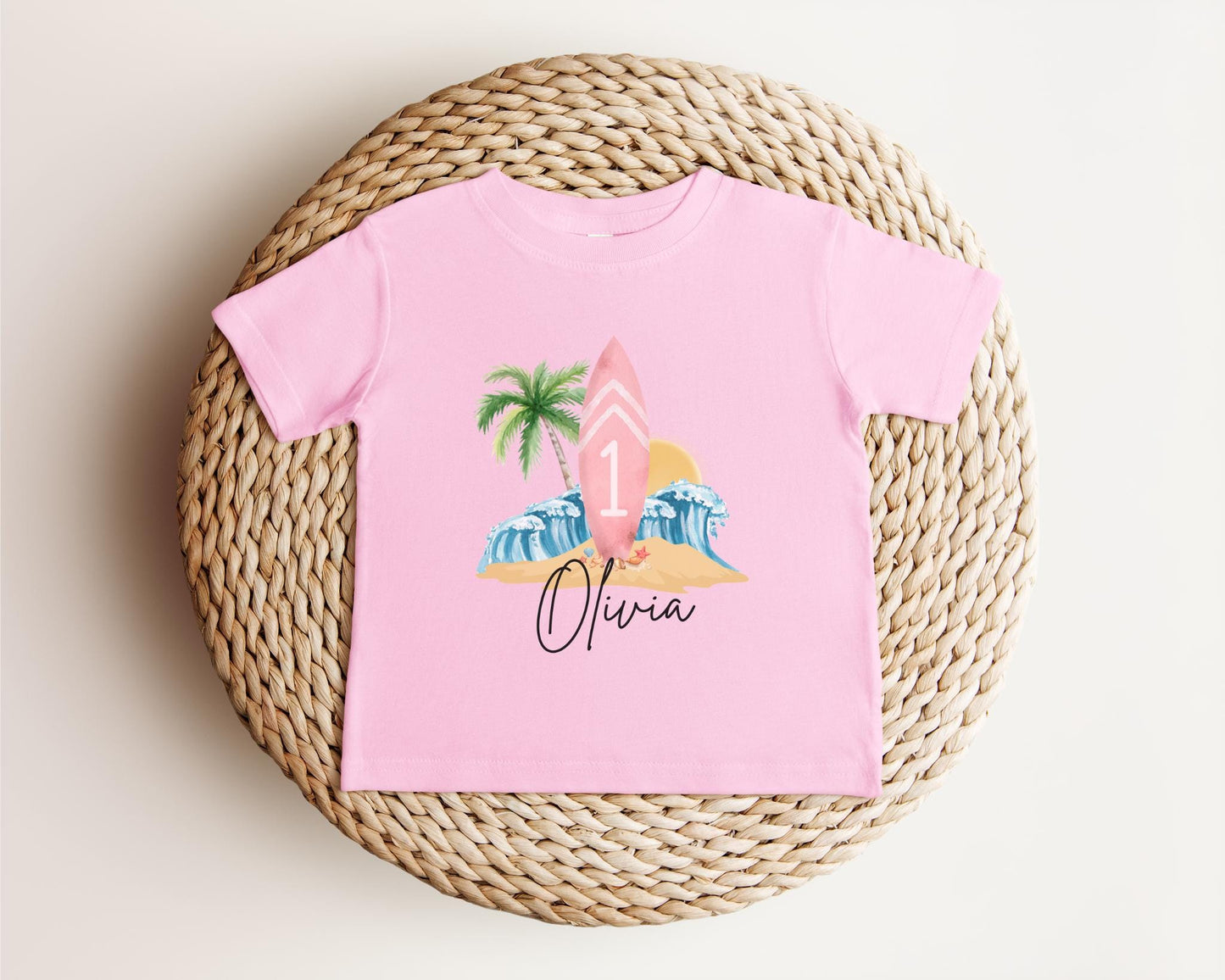 Personalized Beach Surfboard First Birthday Shirt | The Big One Boy Girl Surfing 1st Birthday Outfit