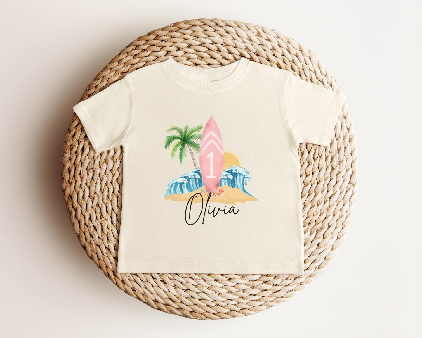 Personalized Beach Surfboard First Birthday Shirt | The Big One Boy Girl Surfing 1st Birthday Outfit