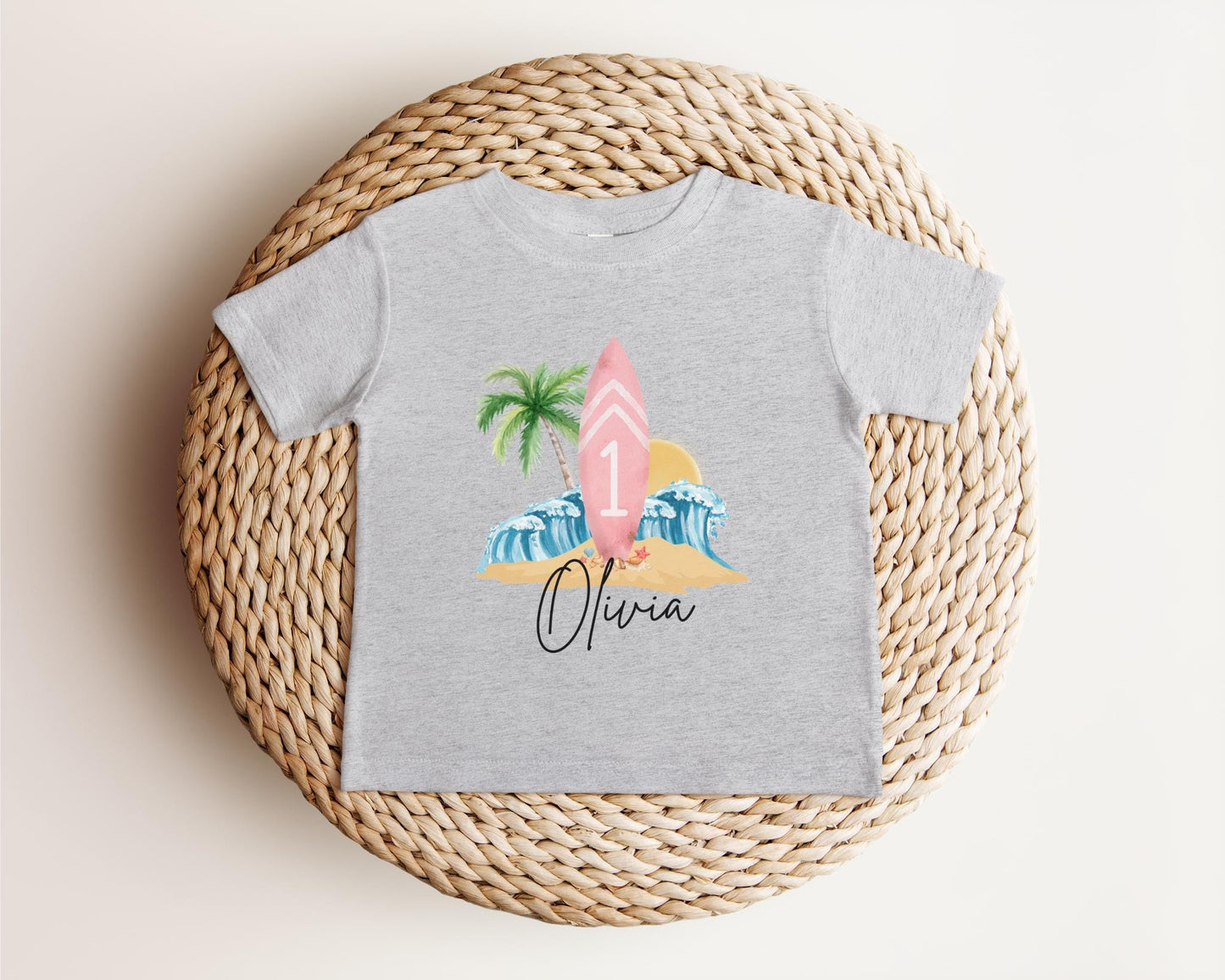 Personalized Beach Surfboard First Birthday Shirt | The Big One Boy Girl Surfing 1st Birthday Outfit