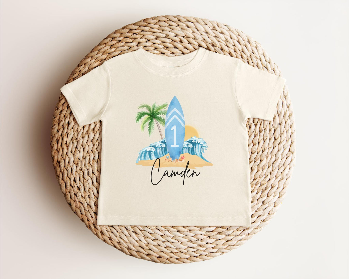 Personalized Beach Surfboard First Birthday Shirt | The Big One Boy Surfing 1st Birthday Outfit