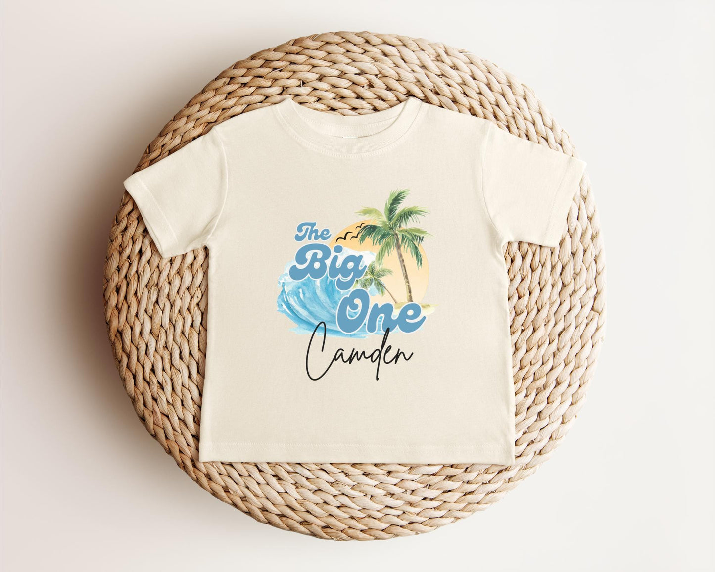 Personalized The Big One First Birthday Shirt | Surfing Beach Theme 1st Birthday Outfit | Ocean Wave Surfer Tee