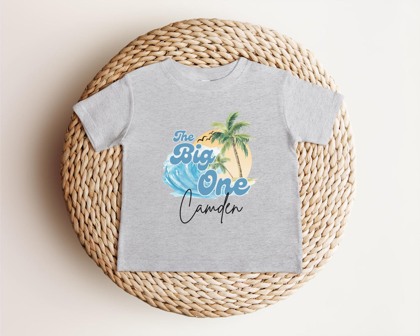 Personalized The Big One First Birthday Shirt | Surfing Beach Theme 1st Birthday Outfit | Ocean Wave Surfer Tee