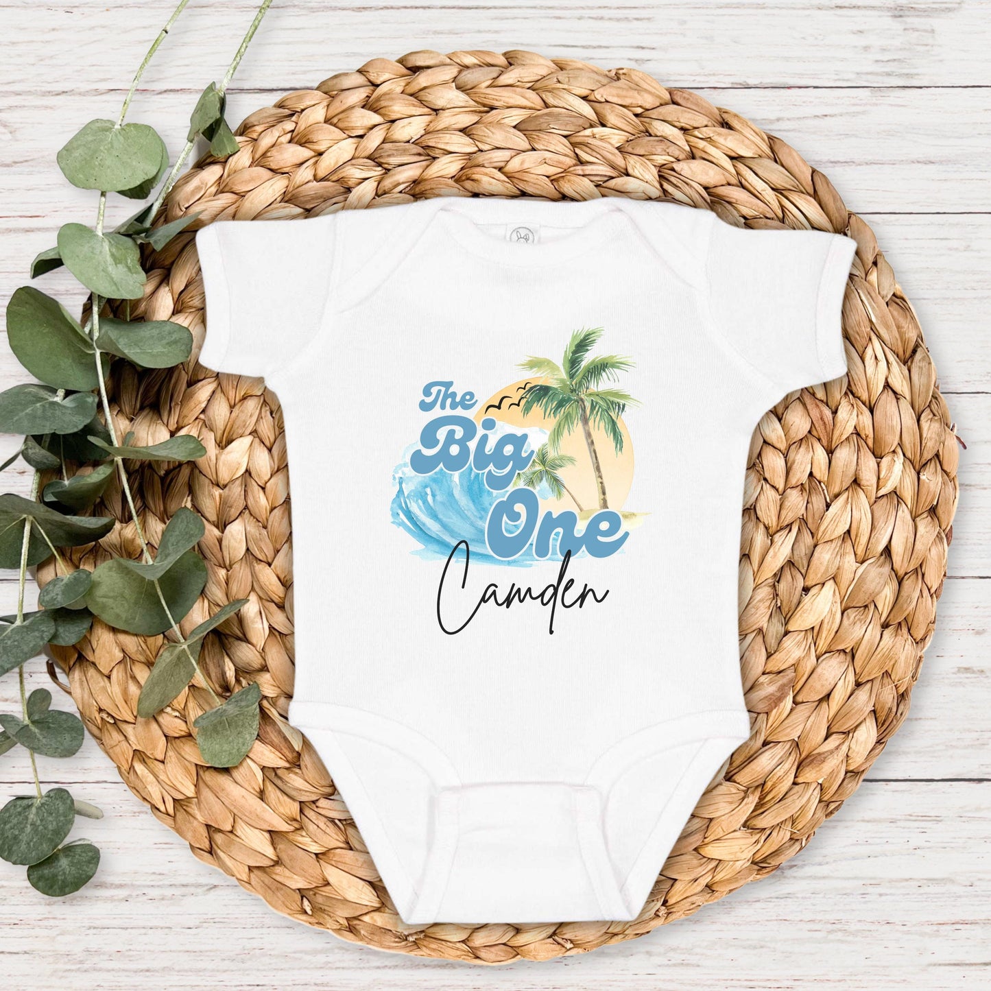 Personalized The Big One First Birthday Shirt | Surfing Beach Theme 1st Birthday Outfit | Ocean Wave Surfer Tee