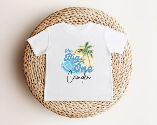 Personalized The Big One First Birthday Shirt | Surfing Beach Theme 1st Birthday Outfit | Ocean Wave Surfer Tee