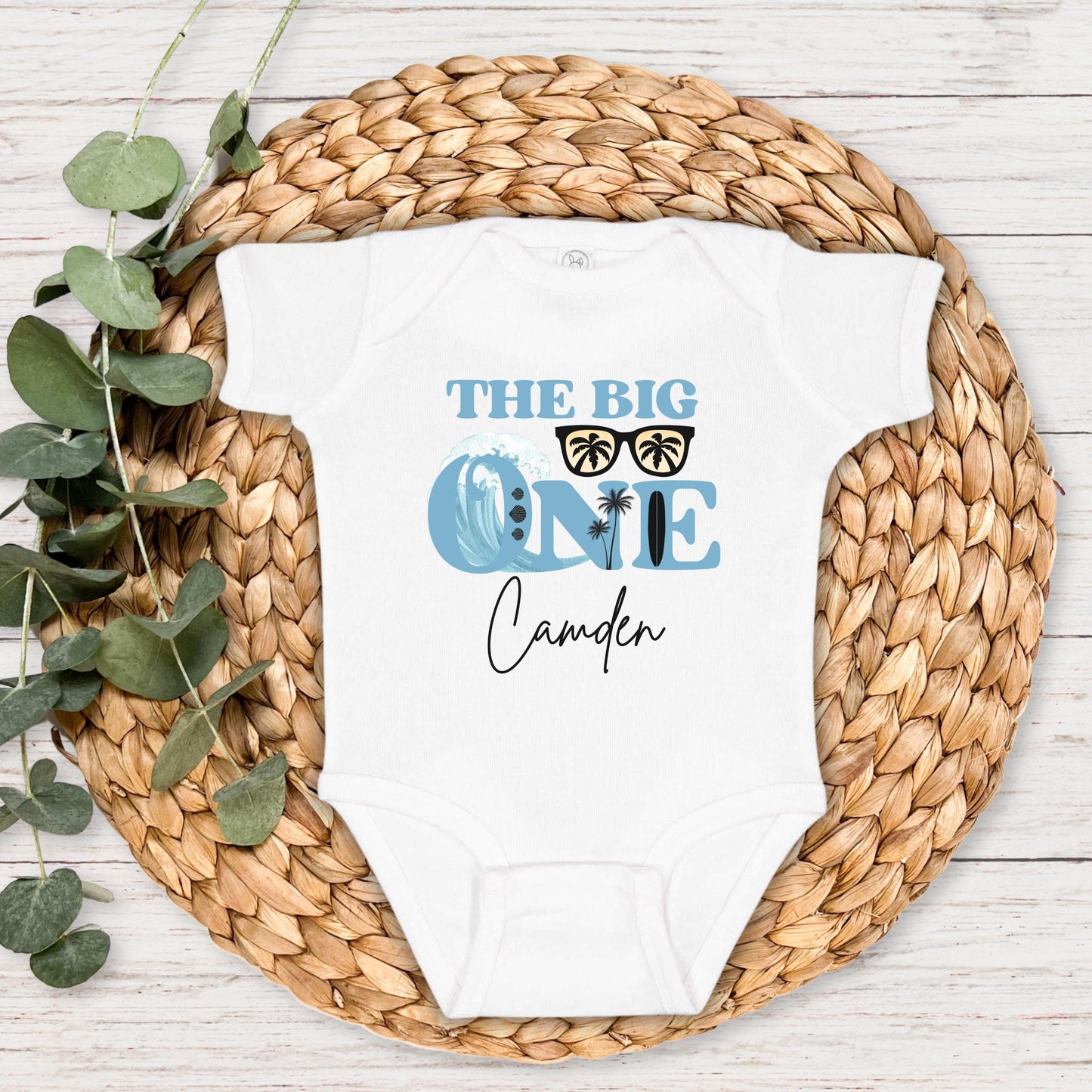 Personalized The Big One Boy Surfing First Birthday Shirt | Beach Surfboard 1st Birthday Outfit