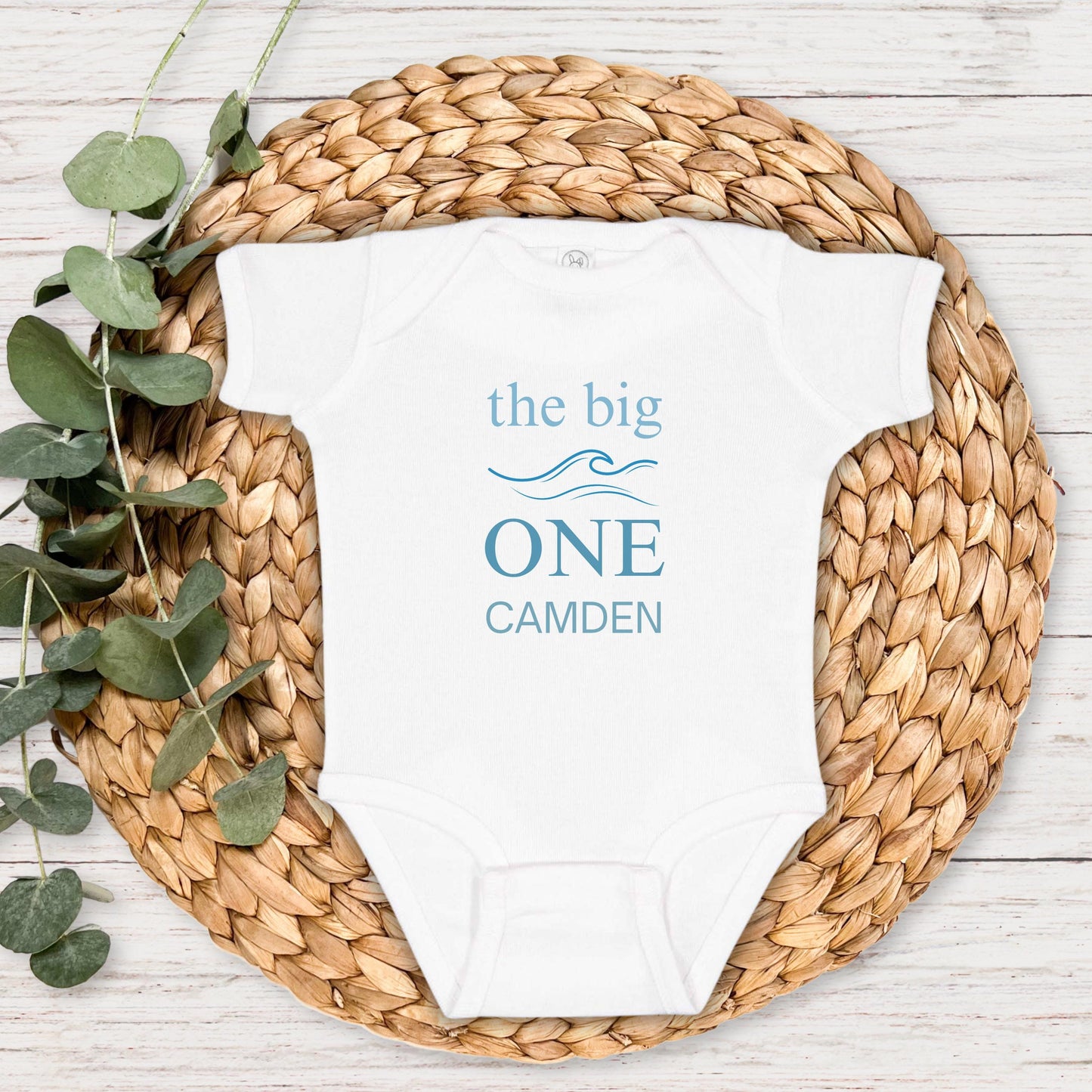 Personalized The Big One First Birthday Shirt | Surf 1st Birthday Outfit | Boy Girl Surfer Birthday T-Shirt | Beach Ocean Wave Tee
