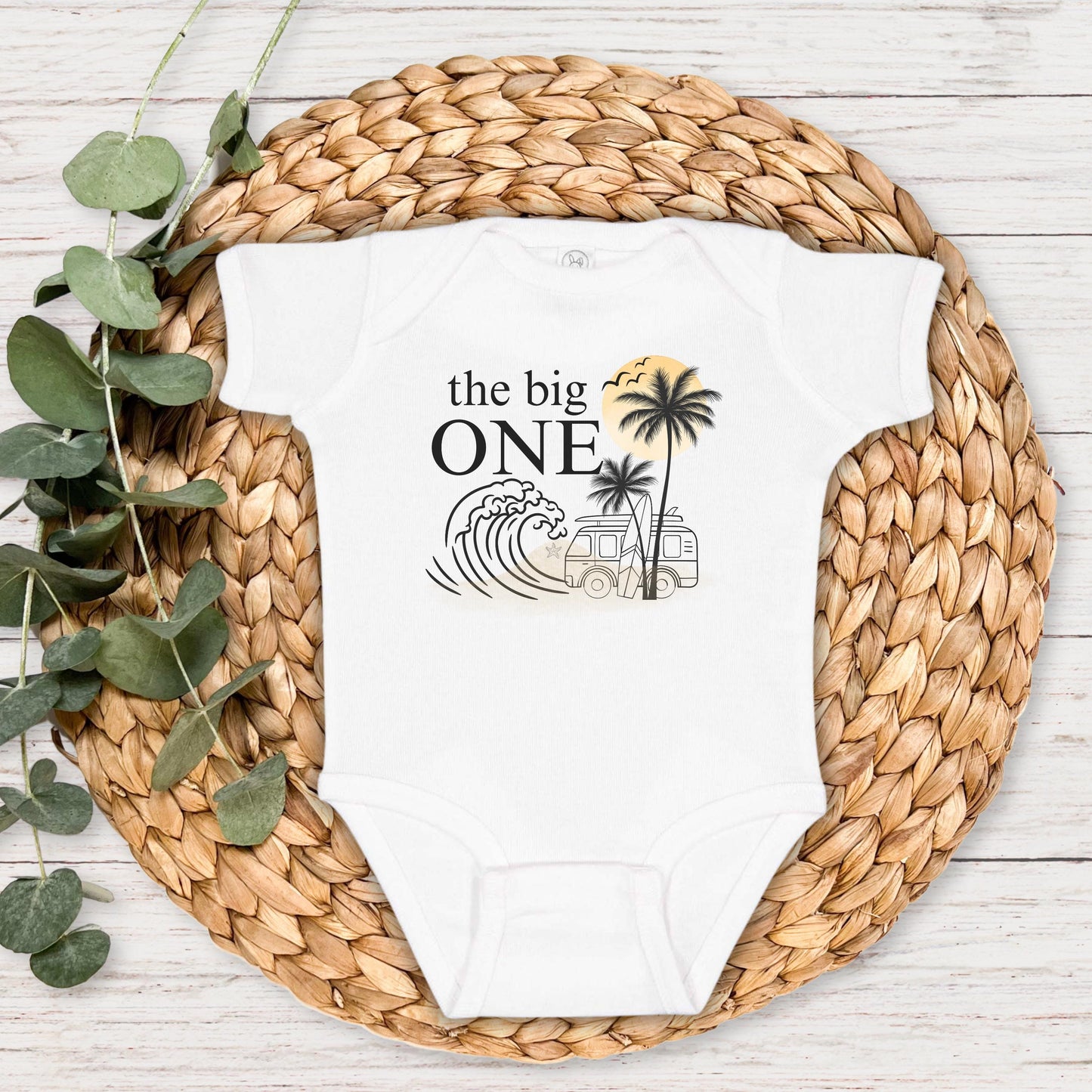 The Big One First Birthday Shirt | Surf 1st Birthday Outfit | Boy Girl Van Surfboard Beach Party | Ocean Wave Surfer Tee