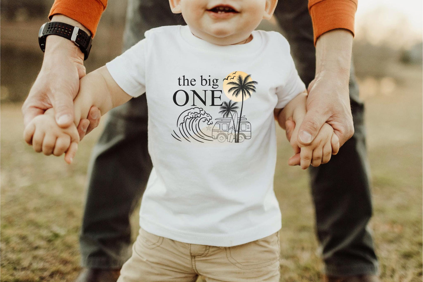 The Big One First Birthday Shirt | Surf 1st Birthday Outfit | Boy Girl Van Surfboard Beach Party | Ocean Wave Surfer Tee