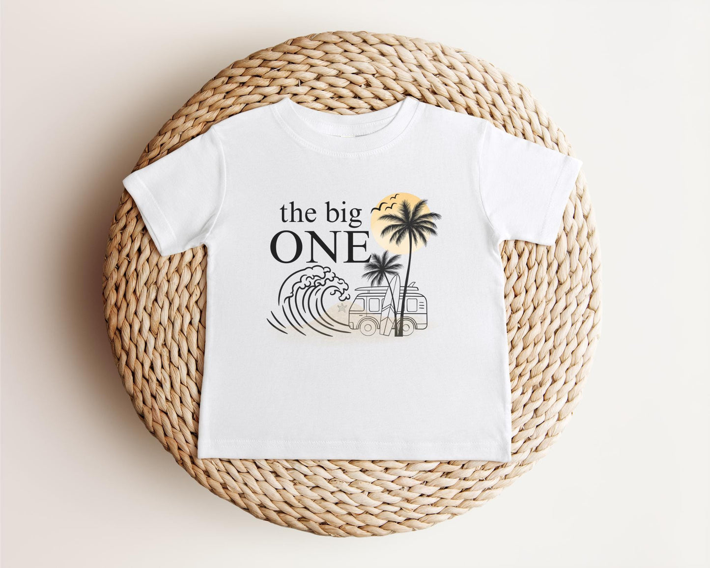 The Big One First Birthday Shirt | Surf 1st Birthday Outfit | Boy Girl Van Surfboard Beach Party | Ocean Wave Surfer Tee