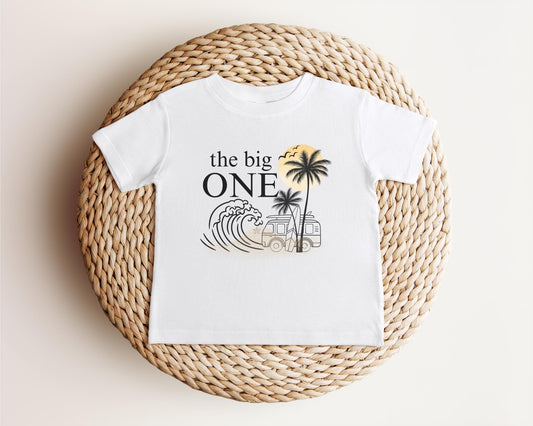 The Big One First Birthday Shirt | Surf 1st Birthday Outfit | Boy Girl Van Surfboard Beach Party | Ocean Wave Surfer Tee