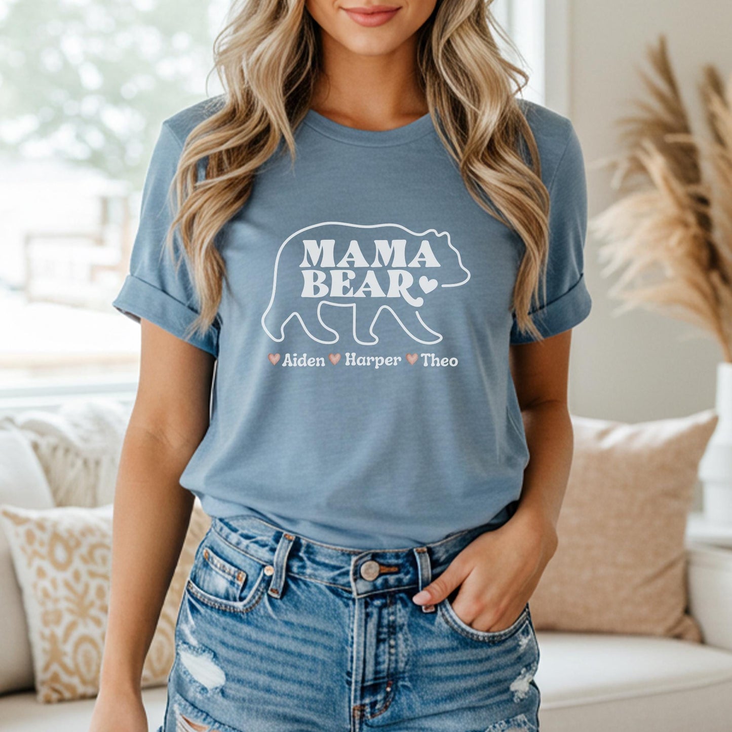 Personalized Mama Bear Shirt | Custom Mom Tee With Kids Names | Gift for New Mom | Baby Announcement | Mother's Day Shirt