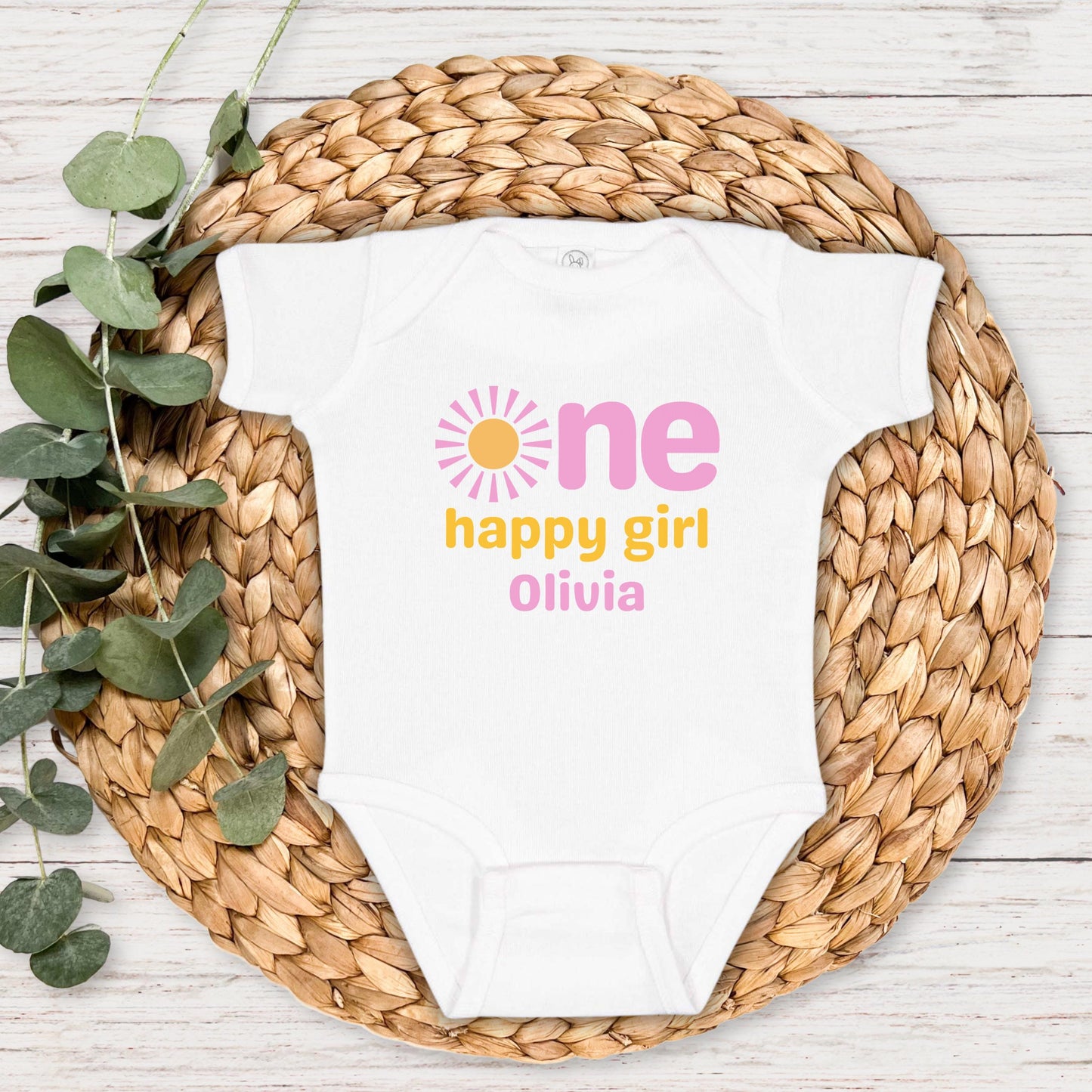 Personalized One Happy Girl First Birthday Shirt | 1st Birthday Shirt for Girl | First Trip Around the Sun Outfit