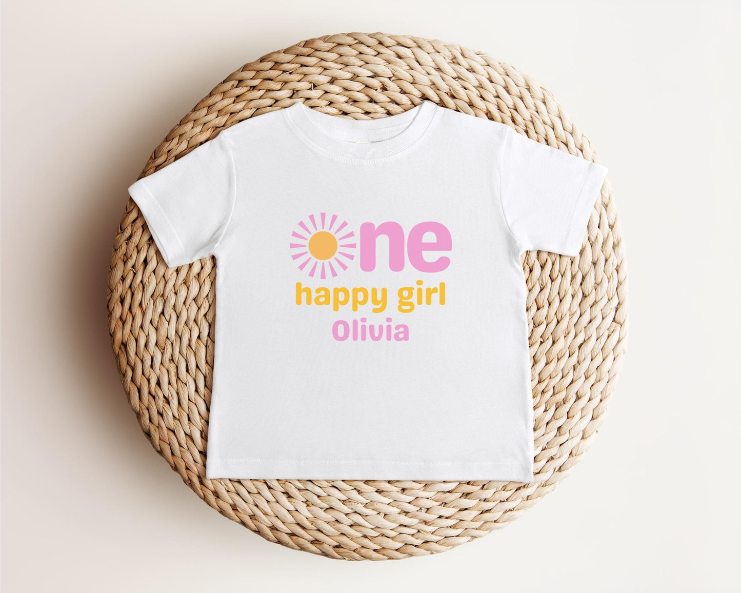 Personalized One Happy Girl First Birthday Shirt | 1st Birthday Shirt for Girl | First Trip Around the Sun Outfit
