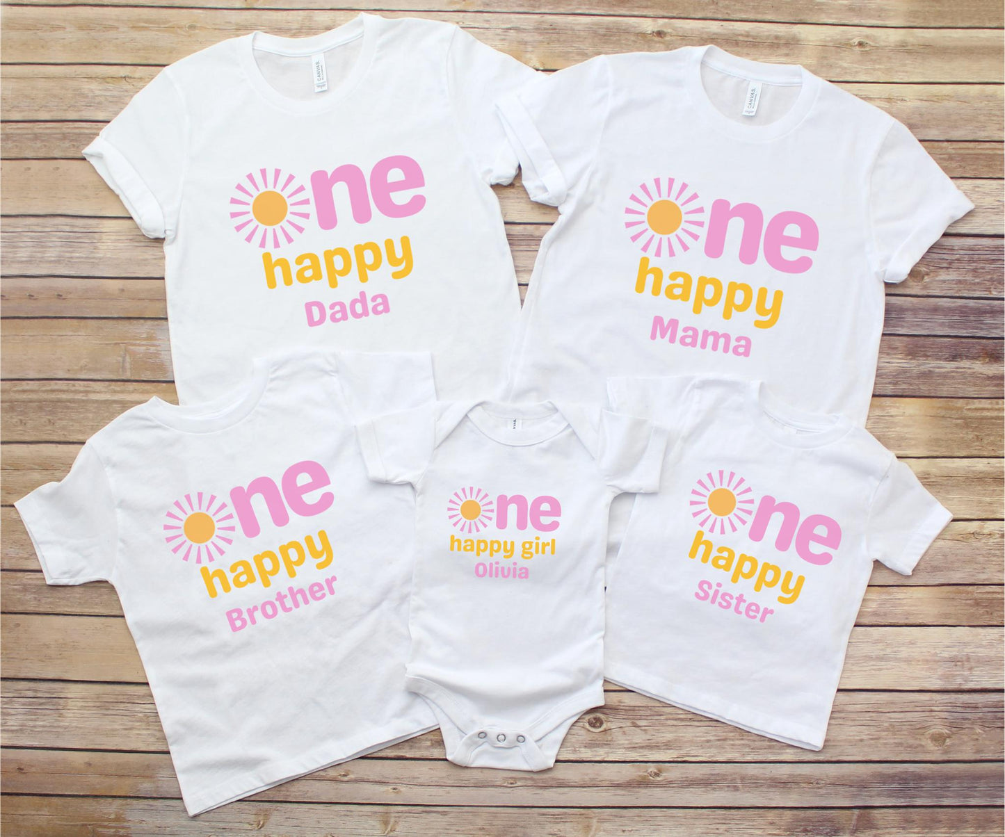 Custom One Happy Girl Matching Family Shirt | 1st Birthday Tshirt | Personalized First Trip Around the Sun Outfit | Sunshine Birthday