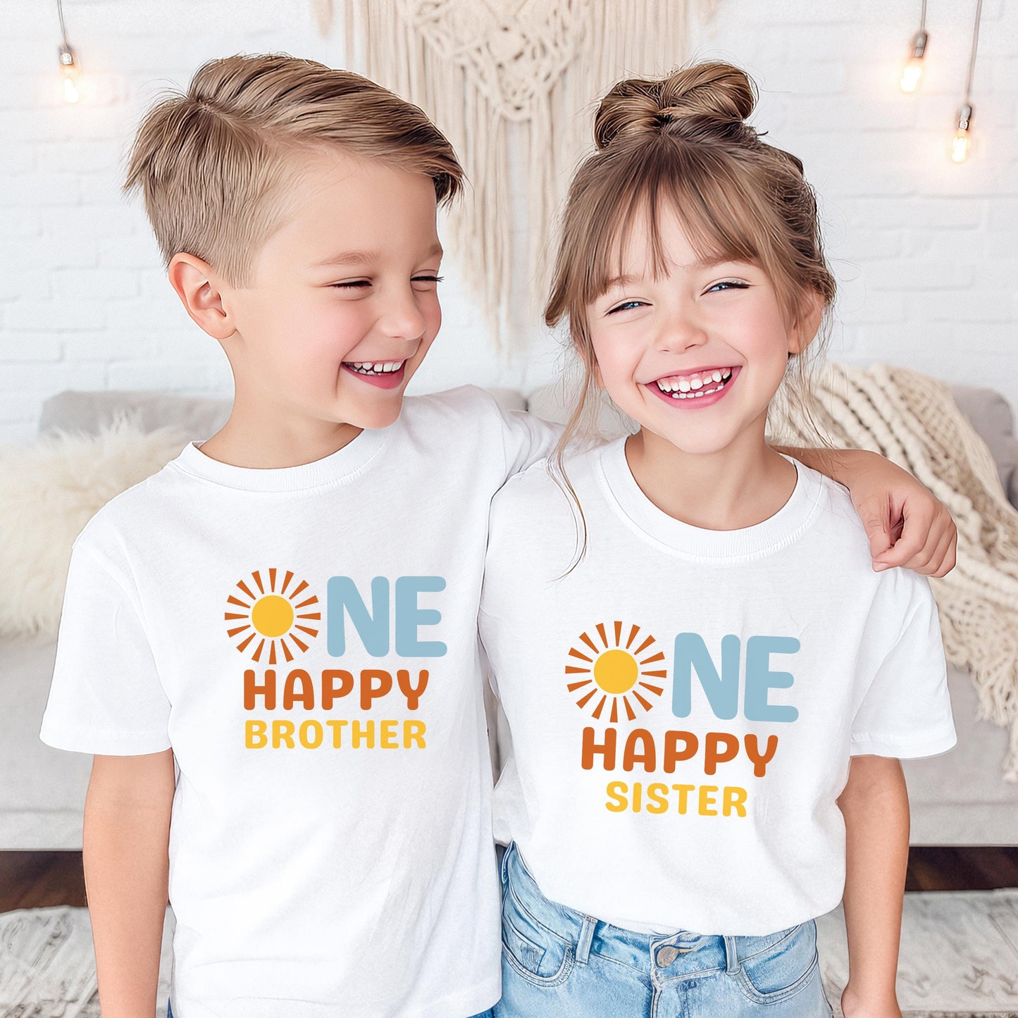 Custom One Happy Boy Matching Family Shirt | 1st Birthday Shirt for Boy | Personalized First Trip Around the Sun Outfit | Sunshine Birthday