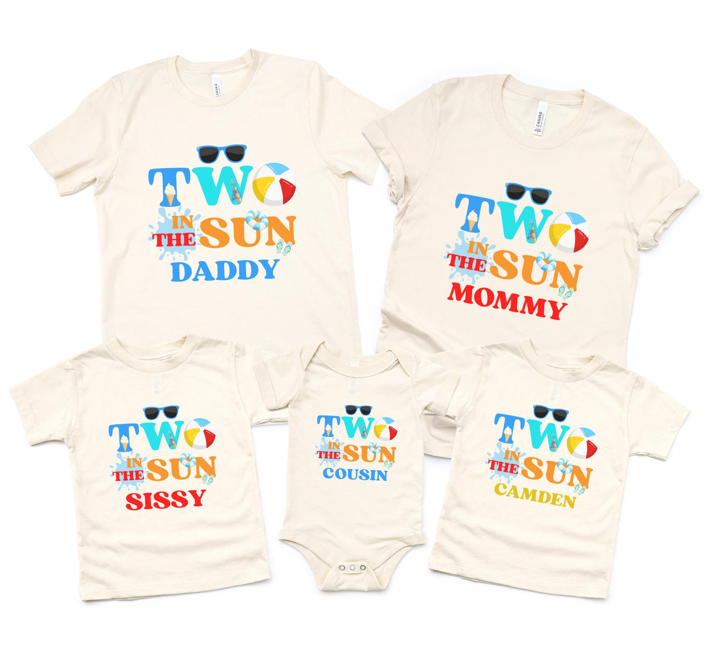 Two In The Sun Pool Party Theme Matching Family Birthday Shirts | 2nd Birthday Outfit for Girl or Boy | Summer Swimming Pool Second Birthday