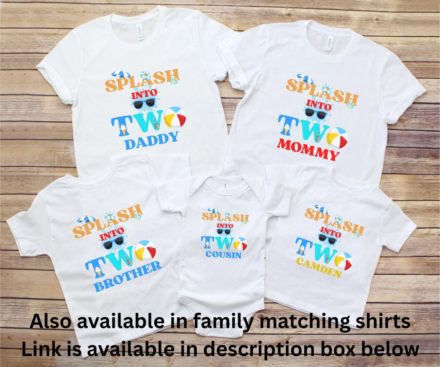 Personalized Splash Into Two Second Birthday Shirt: Summer Pool 2nd Birthday Party Outfit