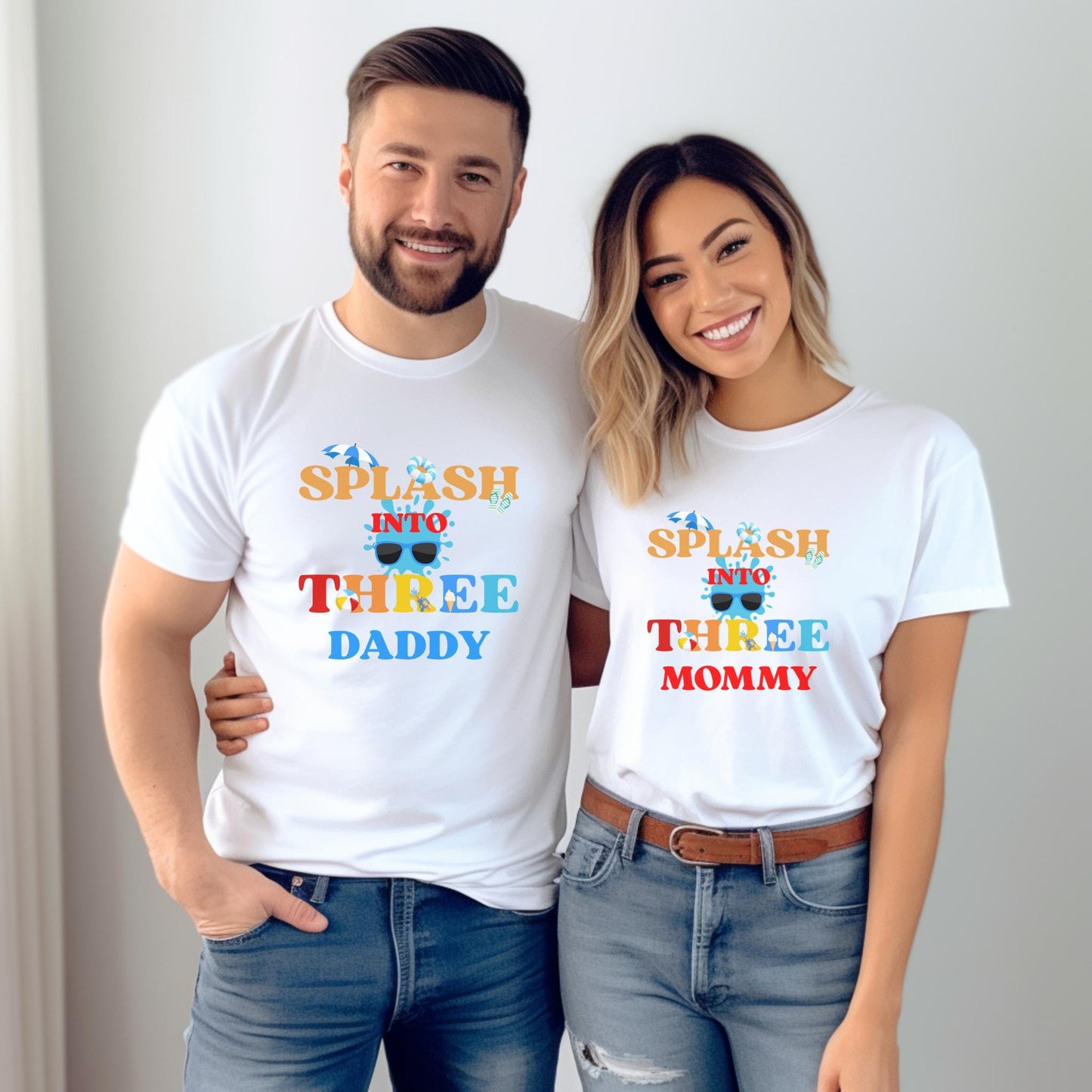 Splash Into Three Pool Party Theme Matching Family Birthday Shirts | 3rd Birthday Outfit for Girl or Boy | Summer Swimming Third Birthday