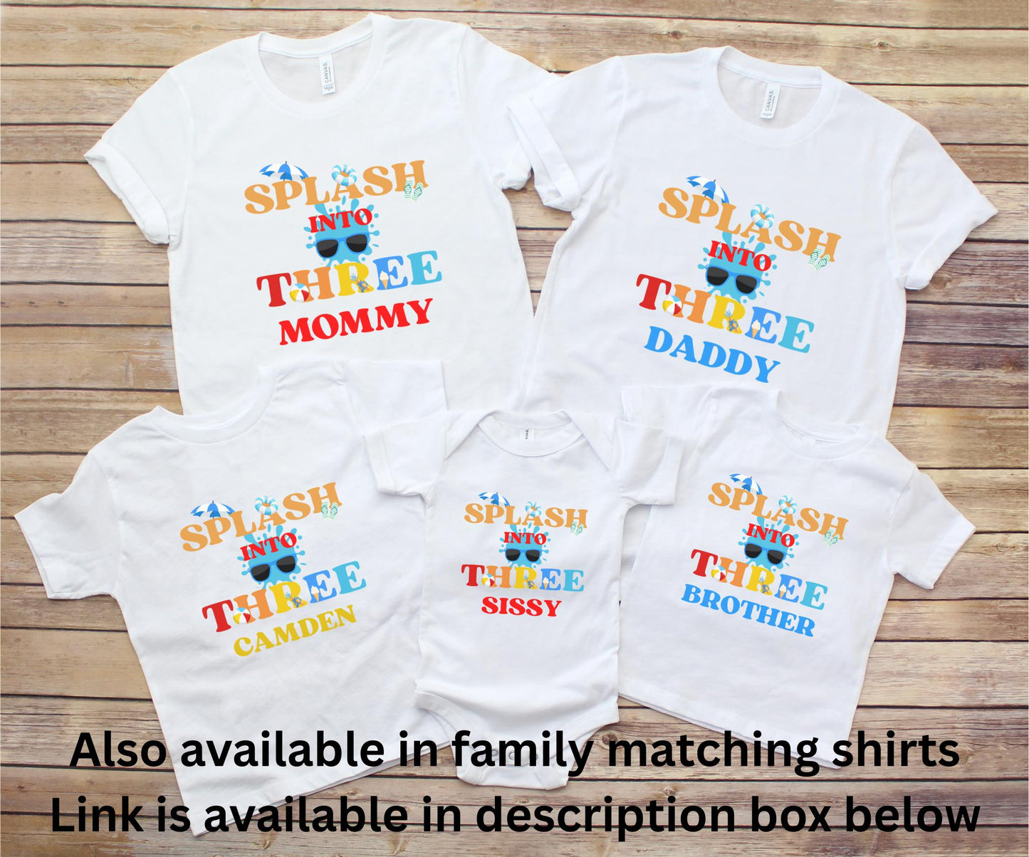 Personalized Splash Into Three Third Birthday Shirt: Summer Pool 3rd Birthday Party Outfit