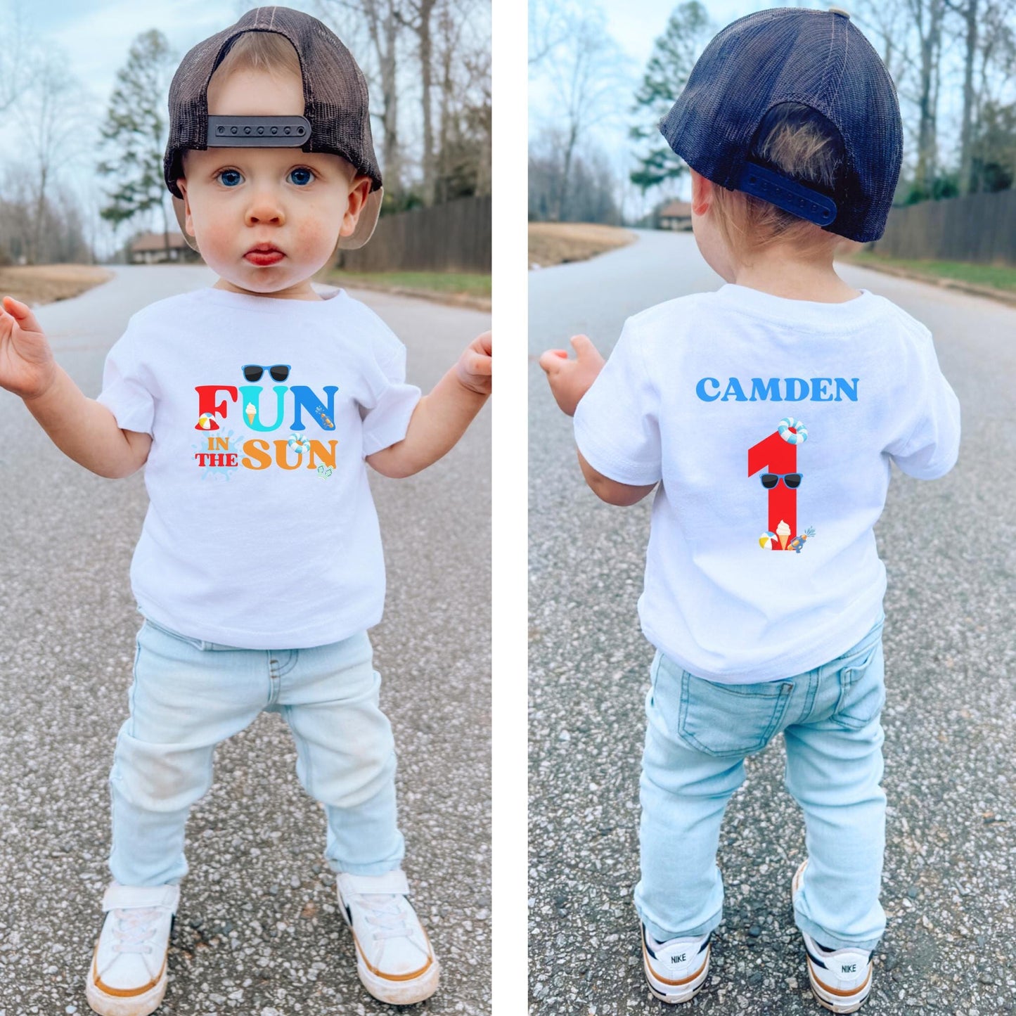 Fun in the Sun  Birthday Shirt: Boys Summer Birthday Beach Pool Party Outfit