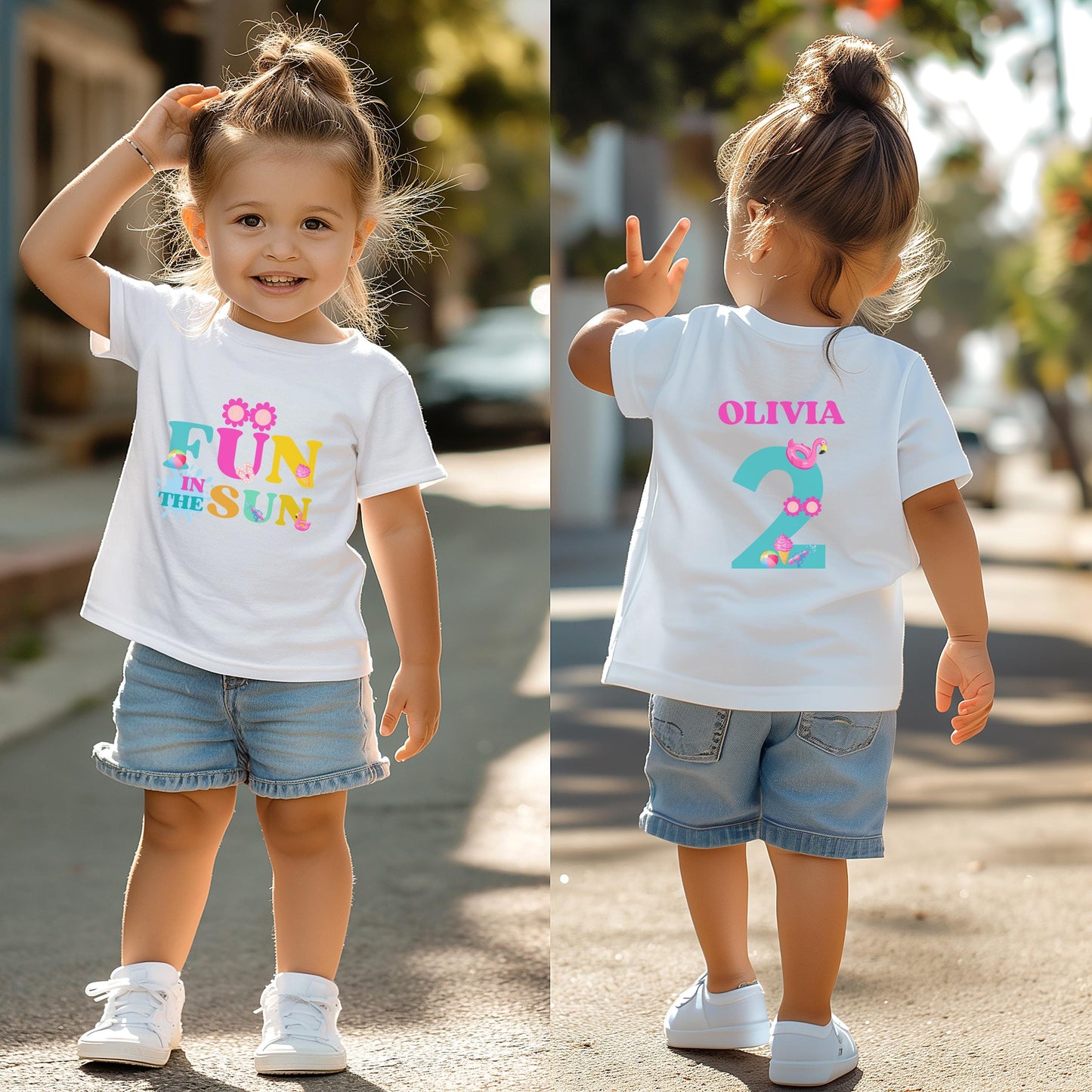 Fun in the Sun  Birthday Shirt: Girls Summer Birthday Beach Pool Party Outfit