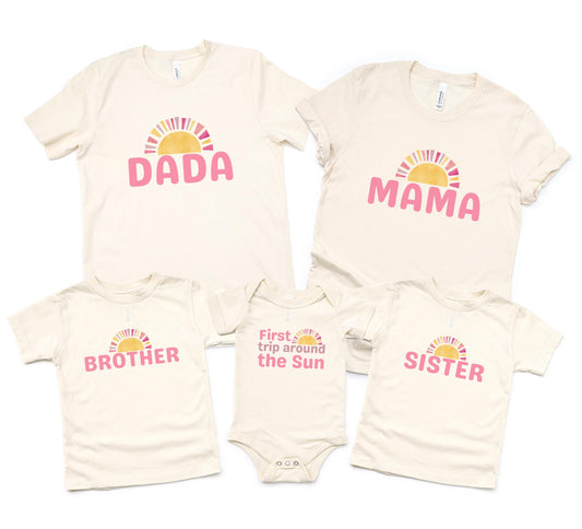 First Trip Around the Sun Frist Birthday Shirt | 1st Birthday Outfit for Girl | Boho Retro Sunshine Birthday Tee