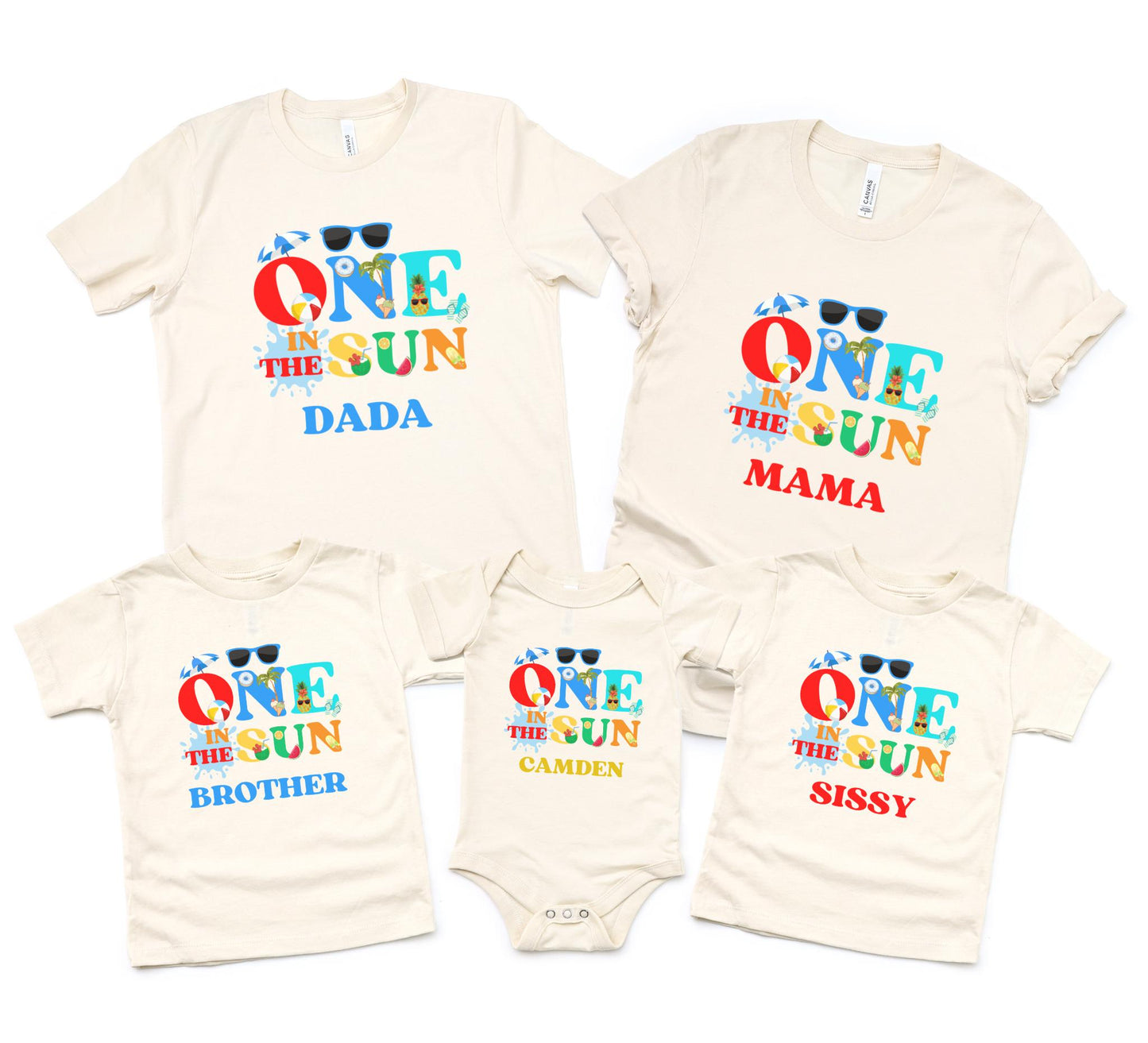 One in the Sun First Birthday Family Matching Shirts: Tropical Summer 1st Birthday Beach Pool Party Outfit
