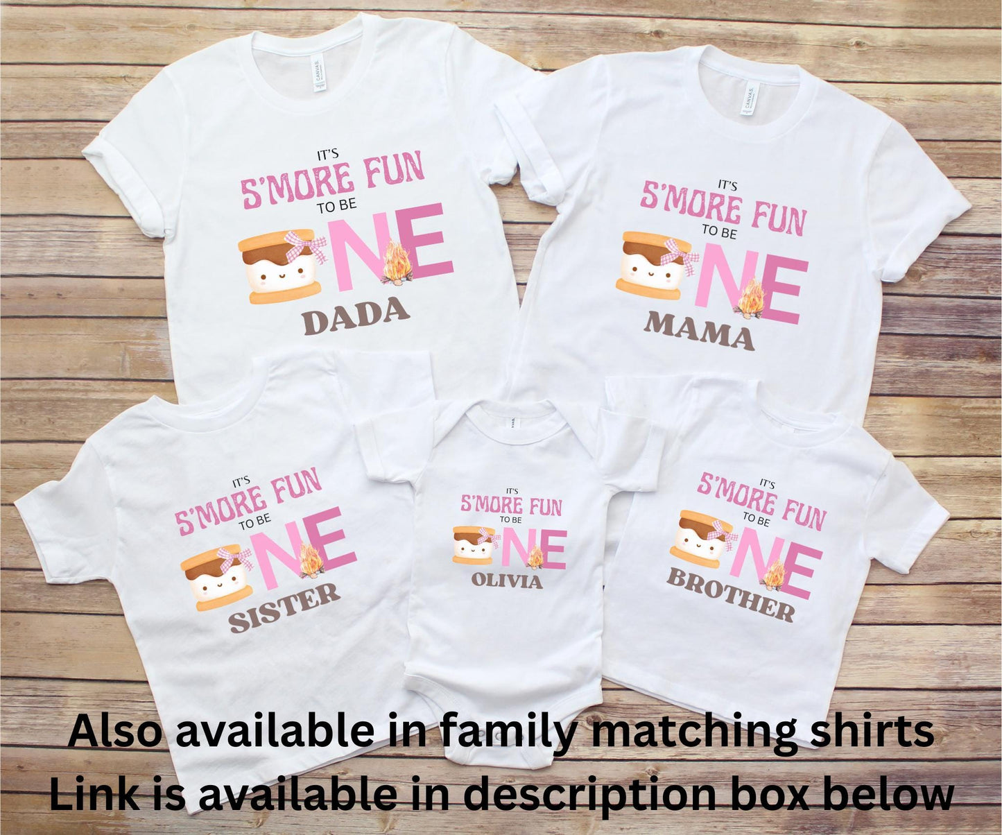 Personalized Pink S'more Fun To Be One First Birthday Shirt | S'more Camping 1st Birthday | Girl 1st Smore Birthday Outfit | Campfire Tee