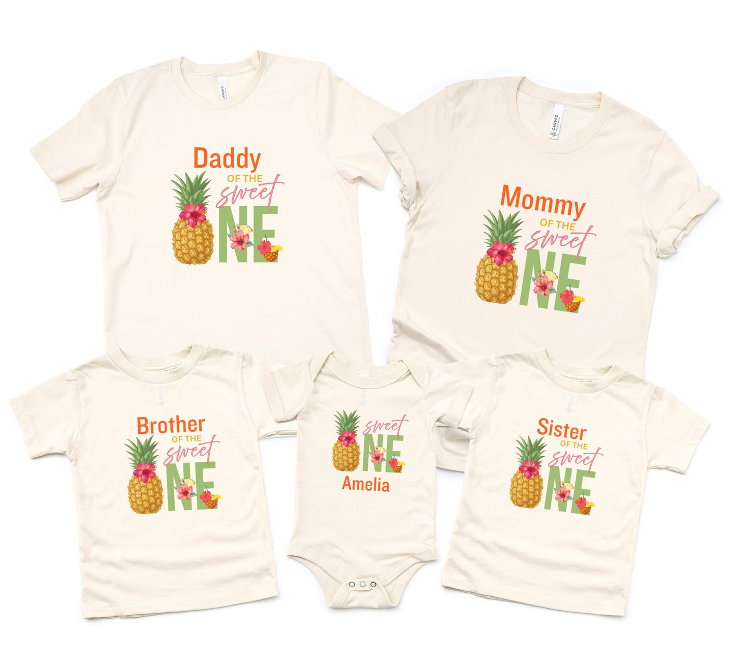 Pineapple First Birthday Family Matching Shirts: Tropical 1st Fruit Themed Birthday Outfit