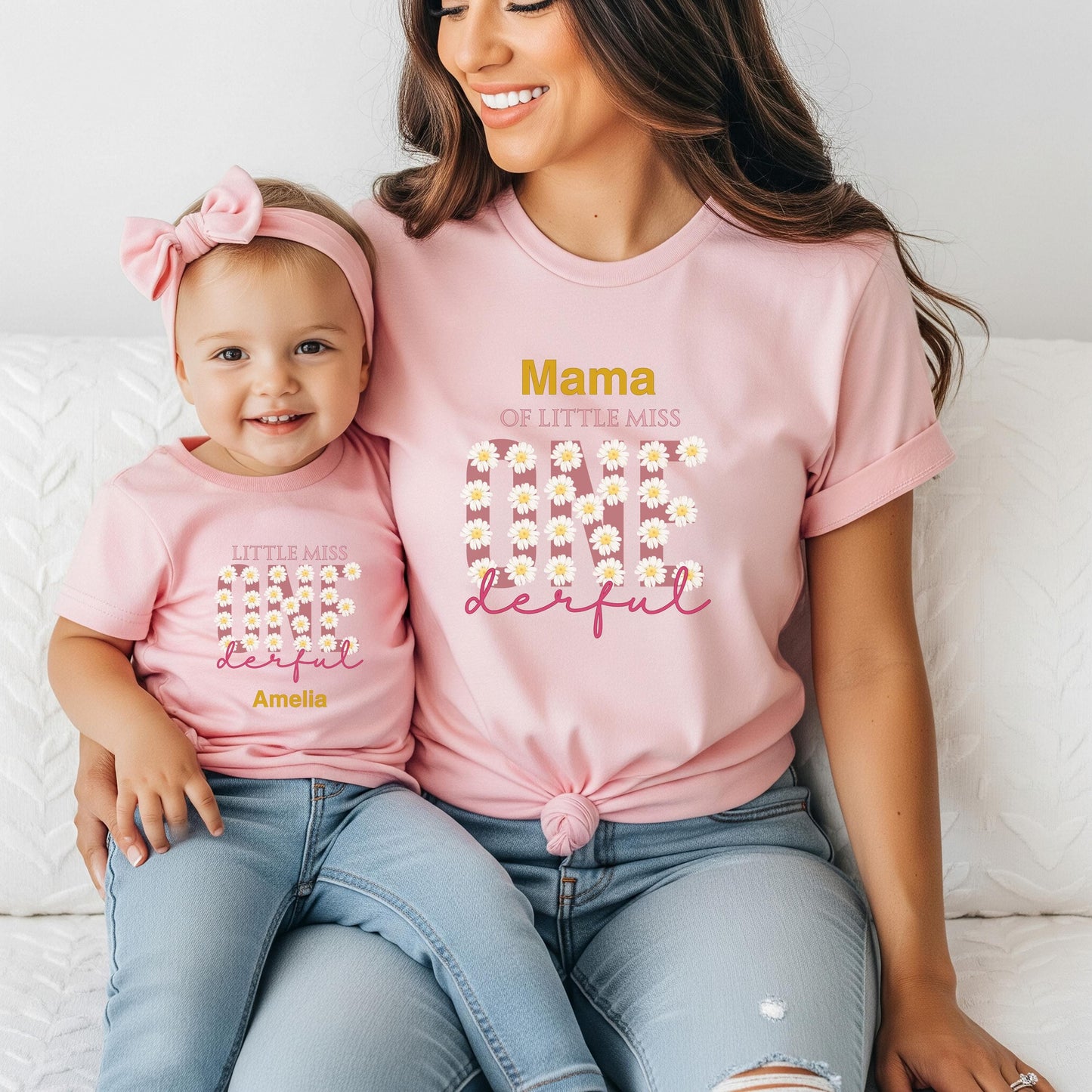 ONEderful First Matching Family Birthday Shirts: Daisy Themed Little Miss Onderful 1st Birthday Outfit