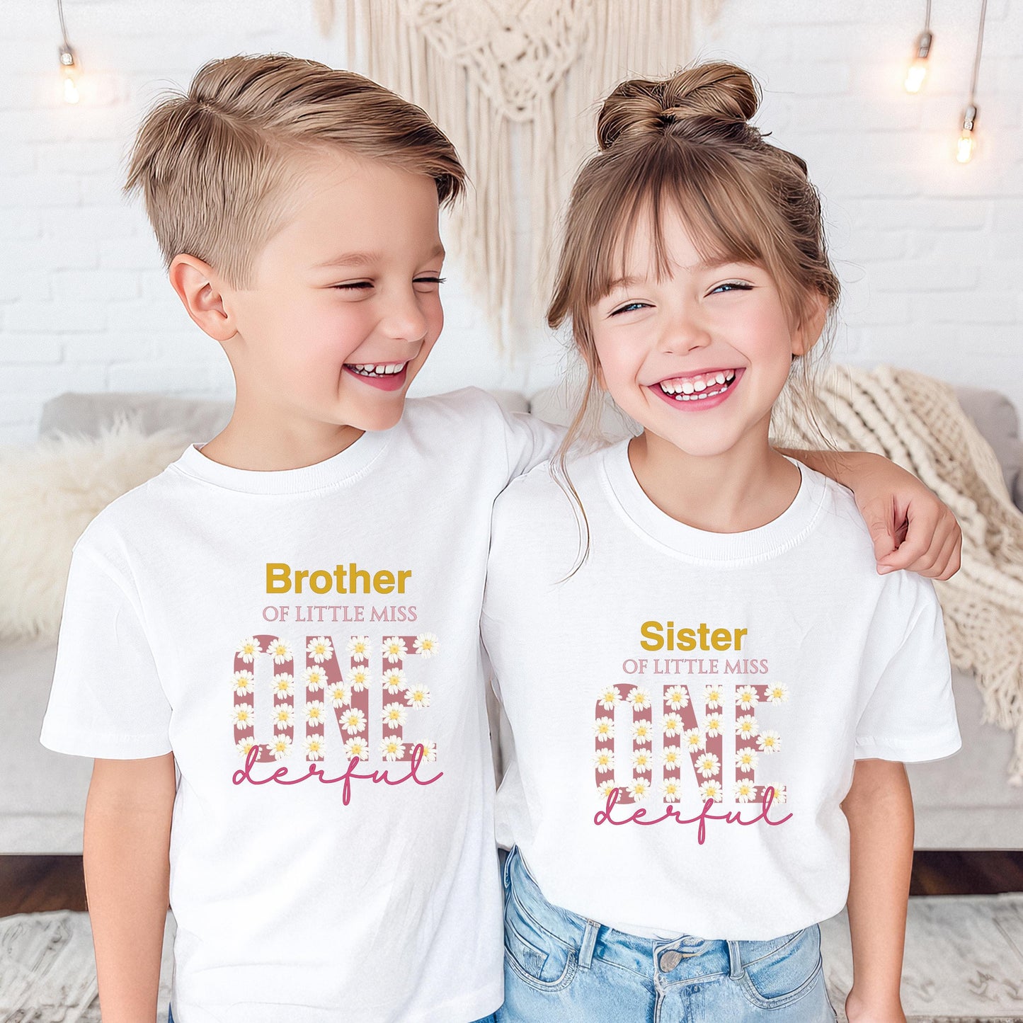 ONEderful First Matching Family Birthday Shirts: Daisy Themed Little Miss Onderful 1st Birthday Outfit