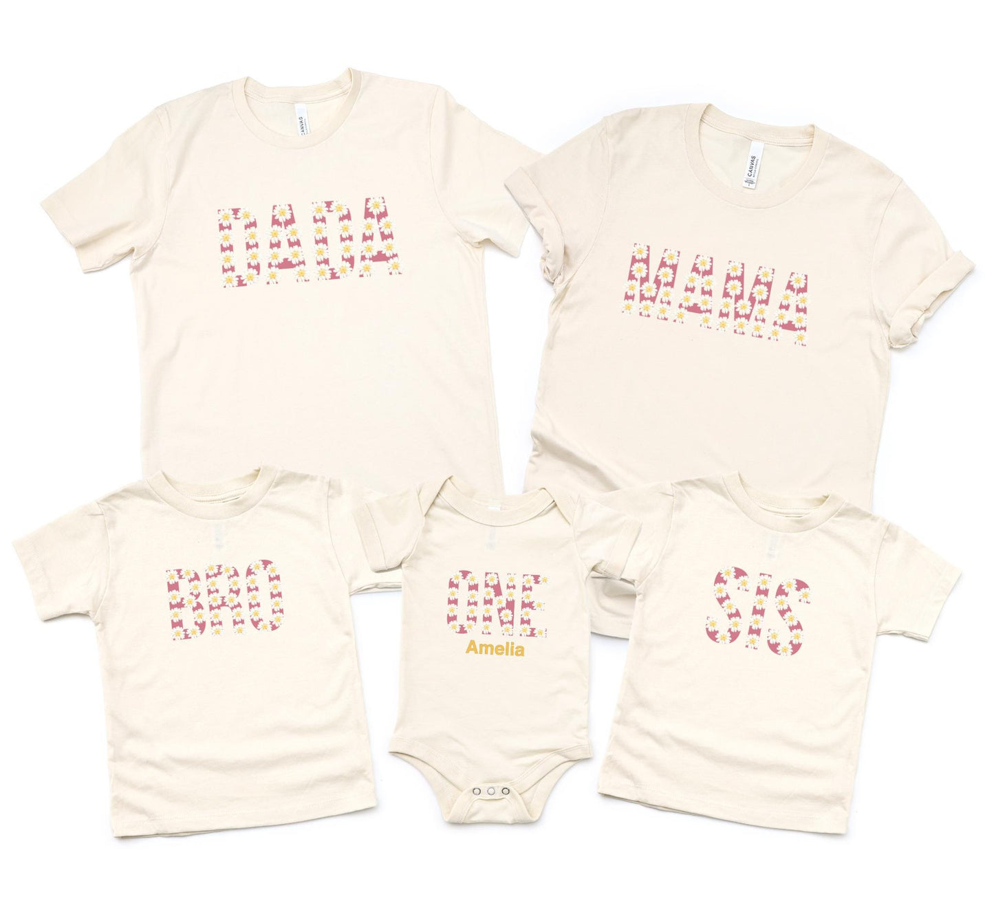 Daisy Themed First Birthday Matching Family Shirts: Girls Floral 1st Birthday Outfit